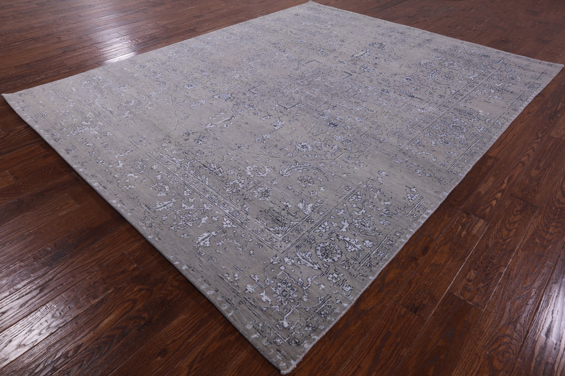 Grey Modern Handmade Wool & Silk Rug - 8' 2" X 10' 1" - Golden Nile