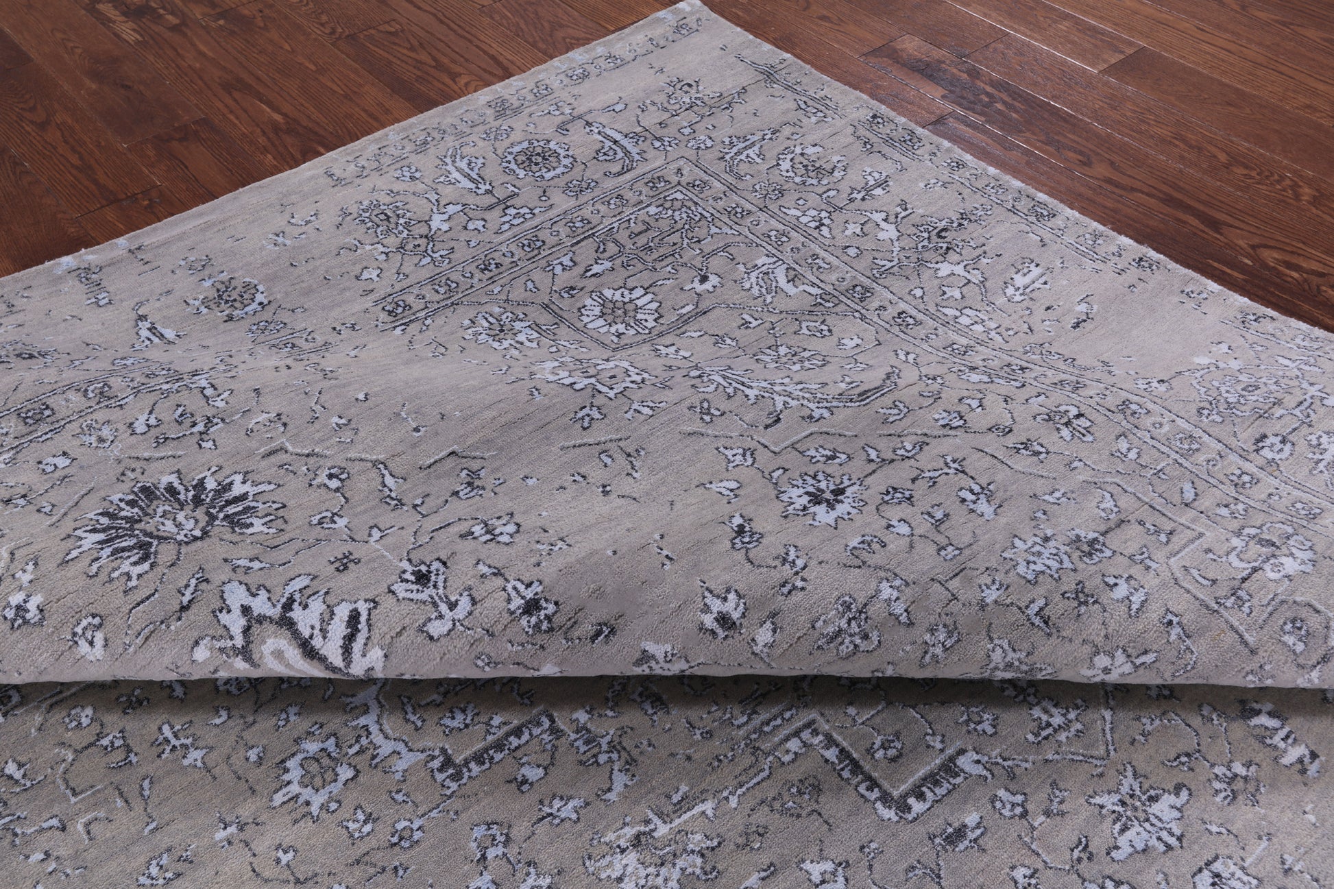 Grey Modern Handmade Wool & Silk Rug - 8' 2" X 10' 1" - Golden Nile