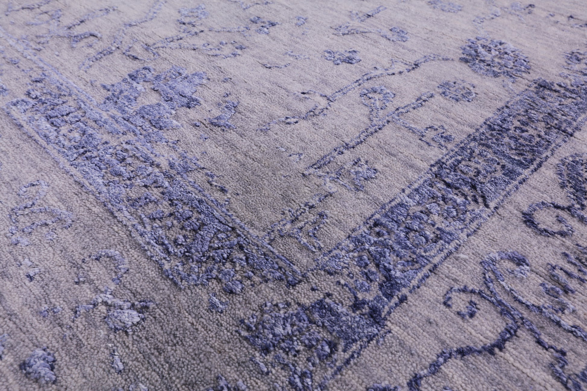 Grey Modern Hand Knotted Wool & Silk Rug - 9' 1" X 12' 1" - Golden Nile
