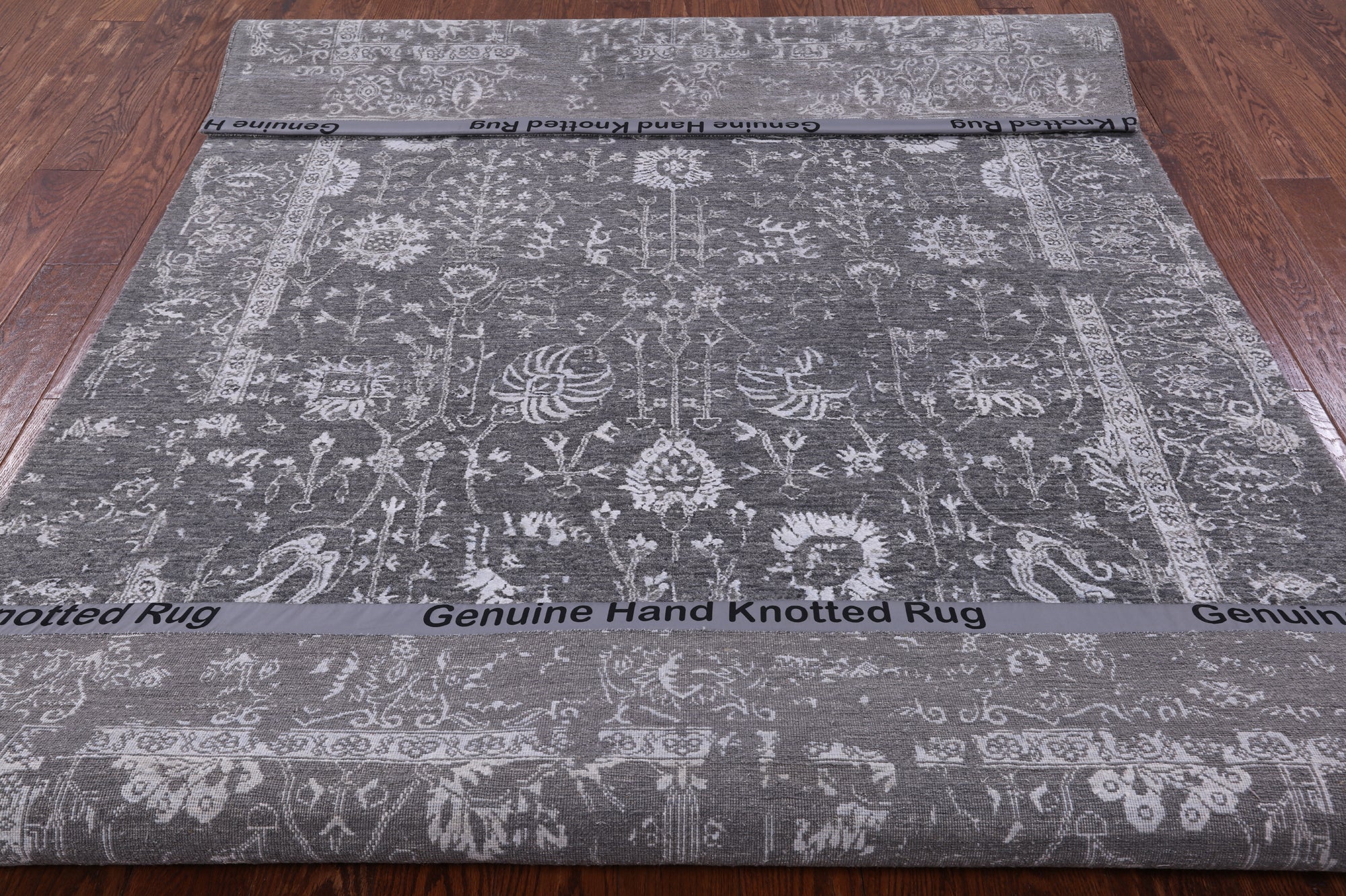 Grey Modern Handmade Wool & Silk Rug - 6' 1" X 9' 1" - Golden Nile