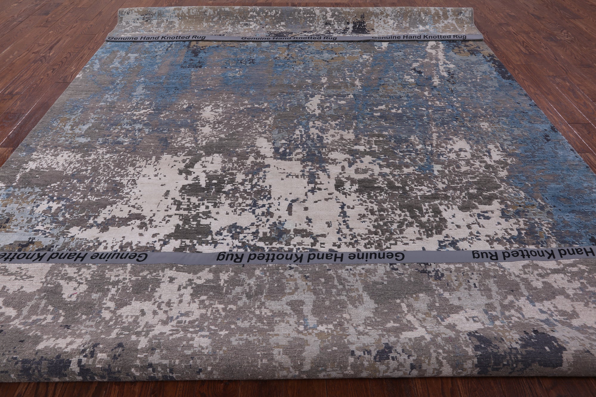 Modern Handmade Wool & Silk Rug - 9' 0" X 12' 3" - Golden Nile