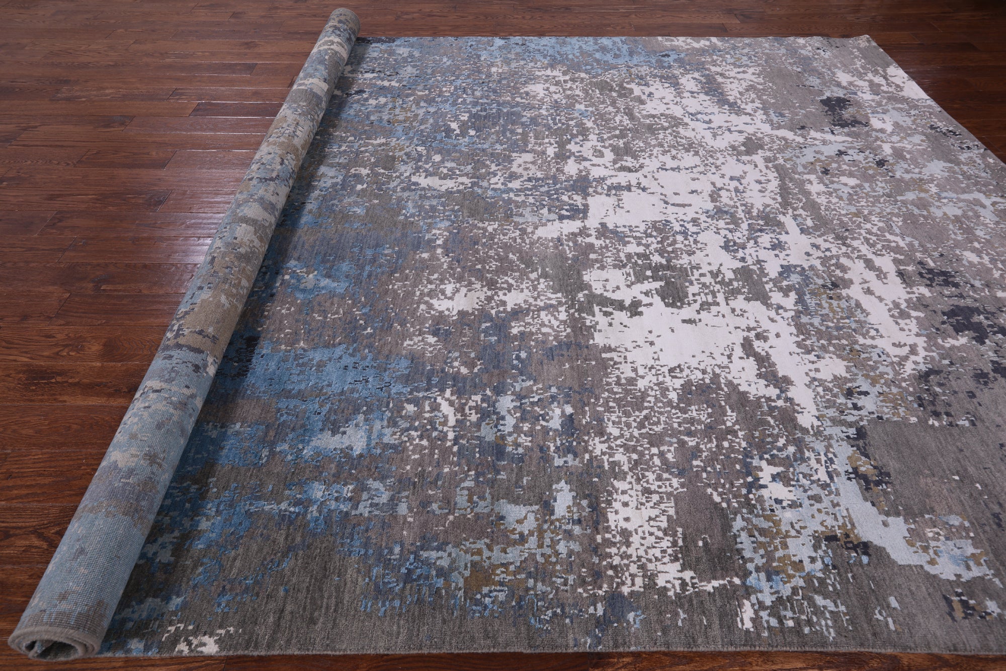 Modern Handmade Wool & Silk Rug - 9' 0" X 12' 3" - Golden Nile