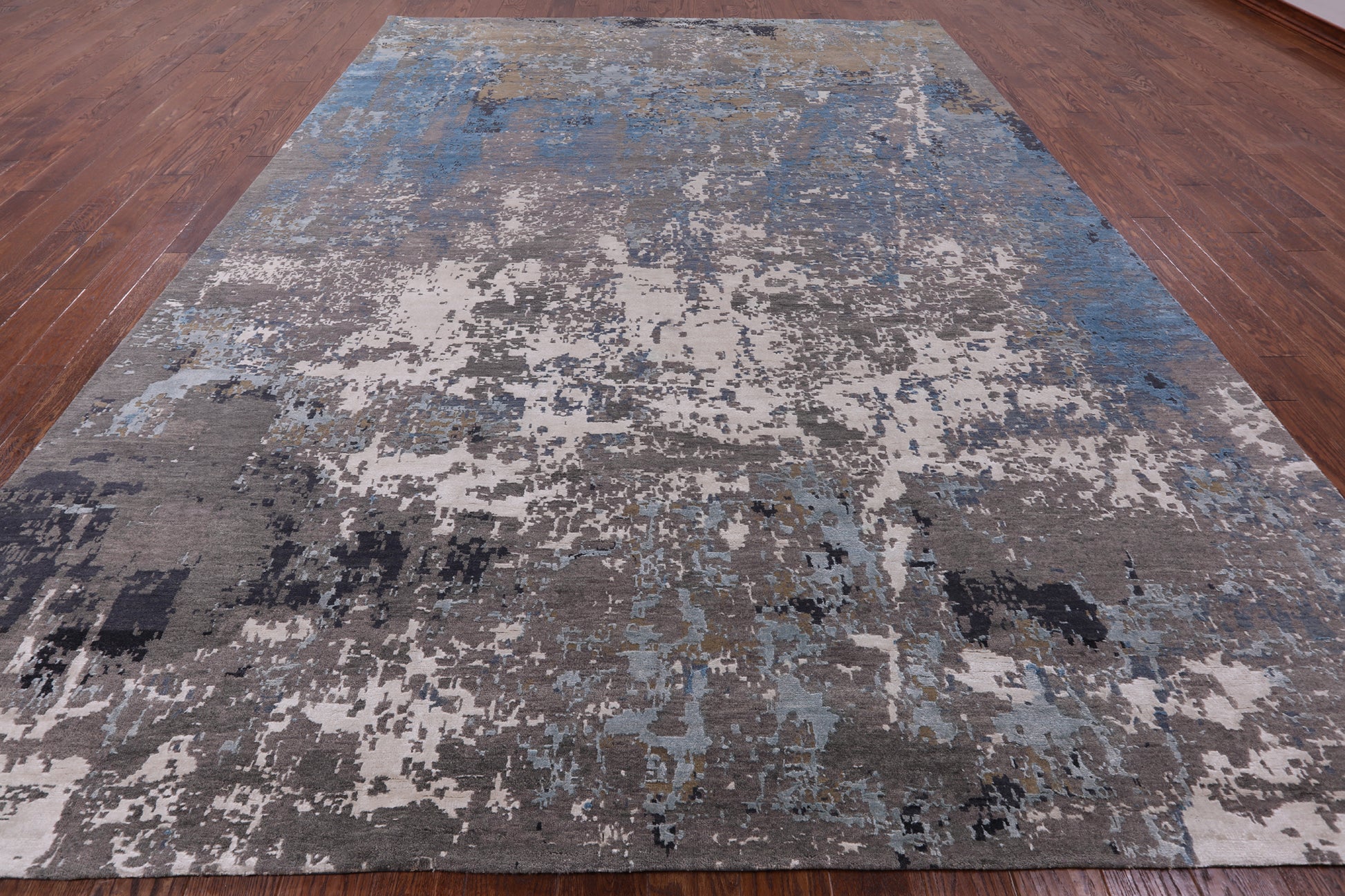 Modern Handmade Wool & Silk Rug - 9' 0" X 12' 3" - Golden Nile