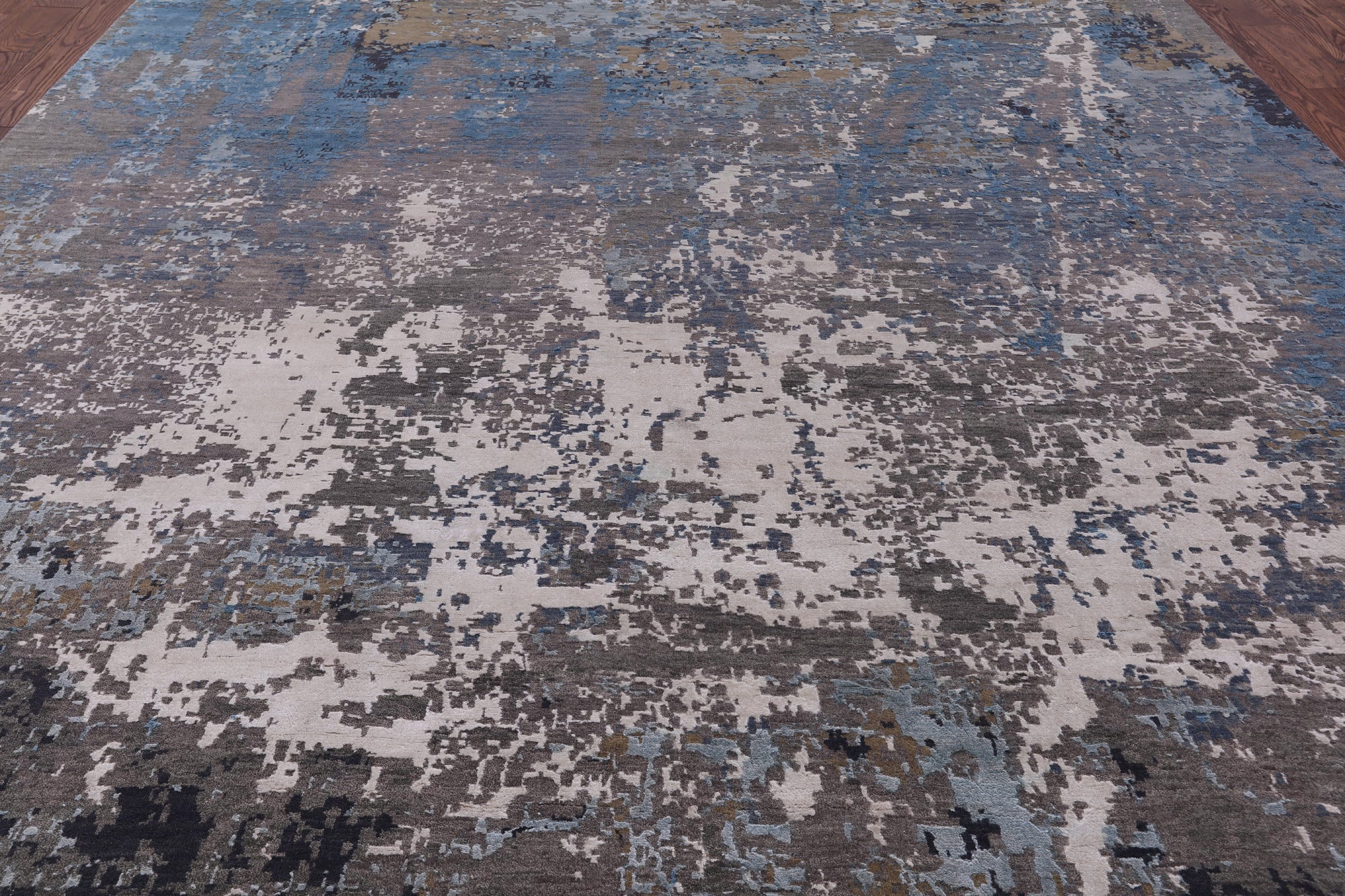 Modern Handmade Wool & Silk Rug - 9' 0" X 12' 3" - Golden Nile
