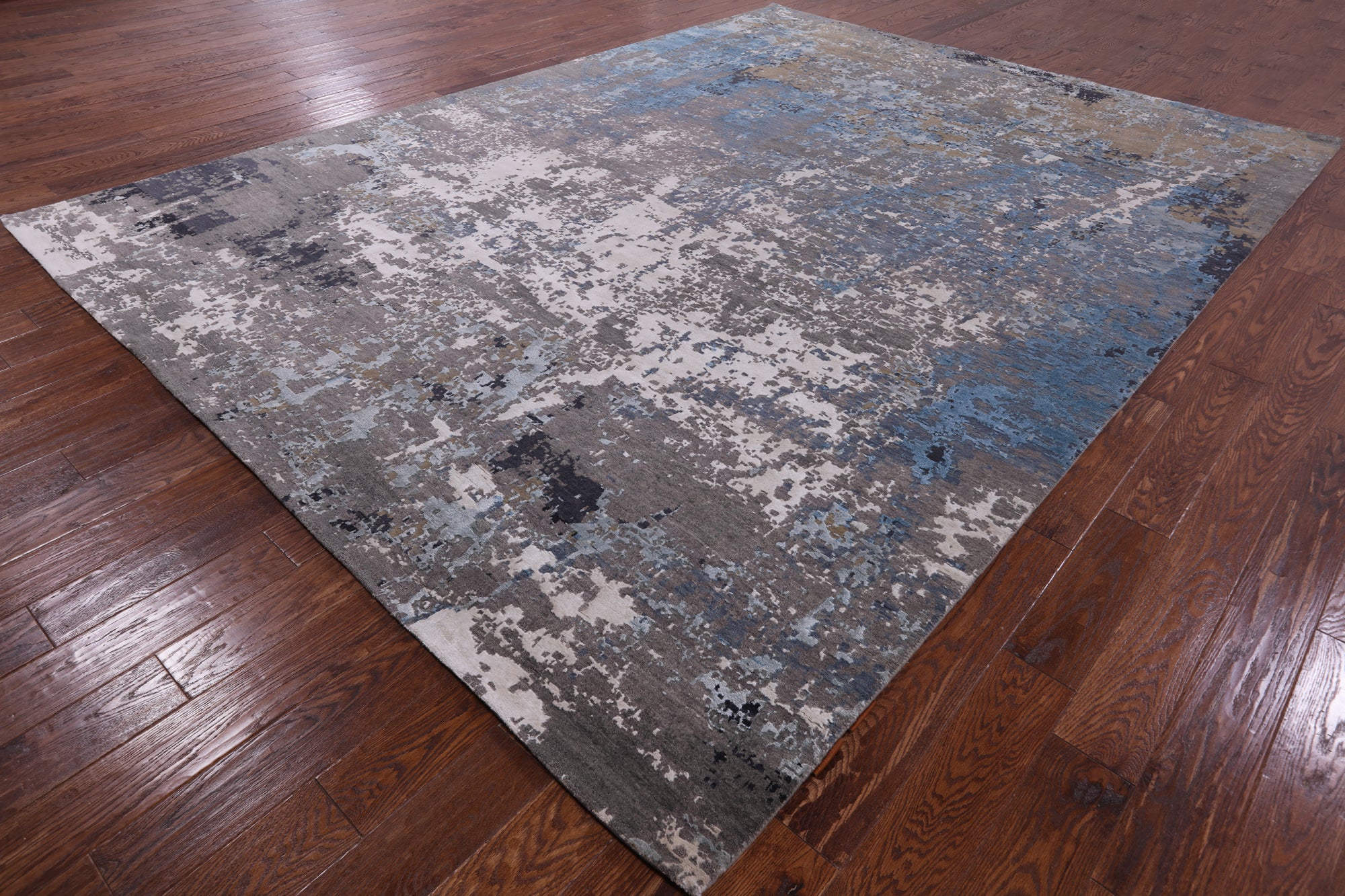 Modern Handmade Wool & Silk Rug - 9' 0" X 12' 3" - Golden Nile