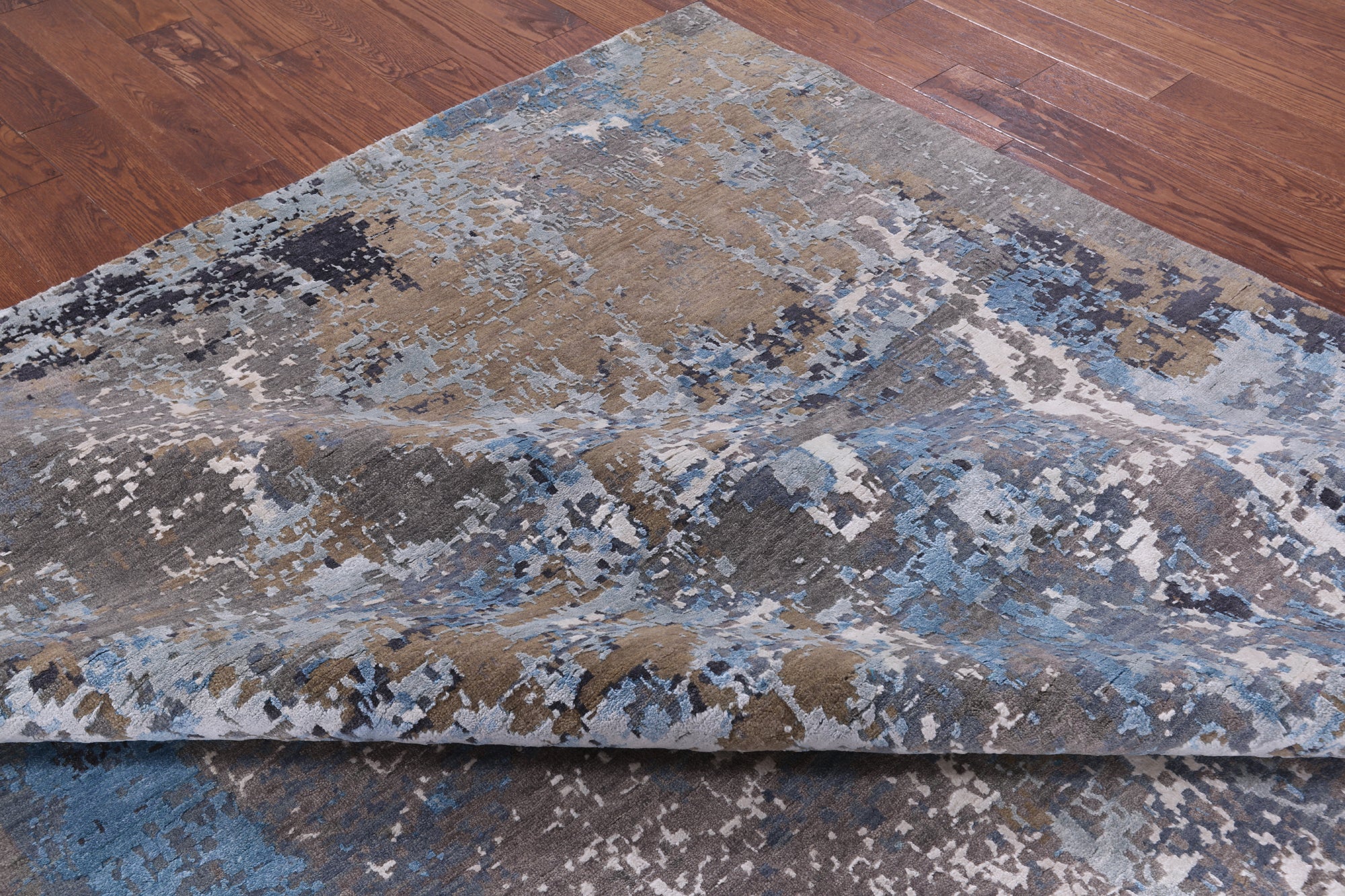 Modern Handmade Wool & Silk Rug - 9' 0" X 12' 3" - Golden Nile