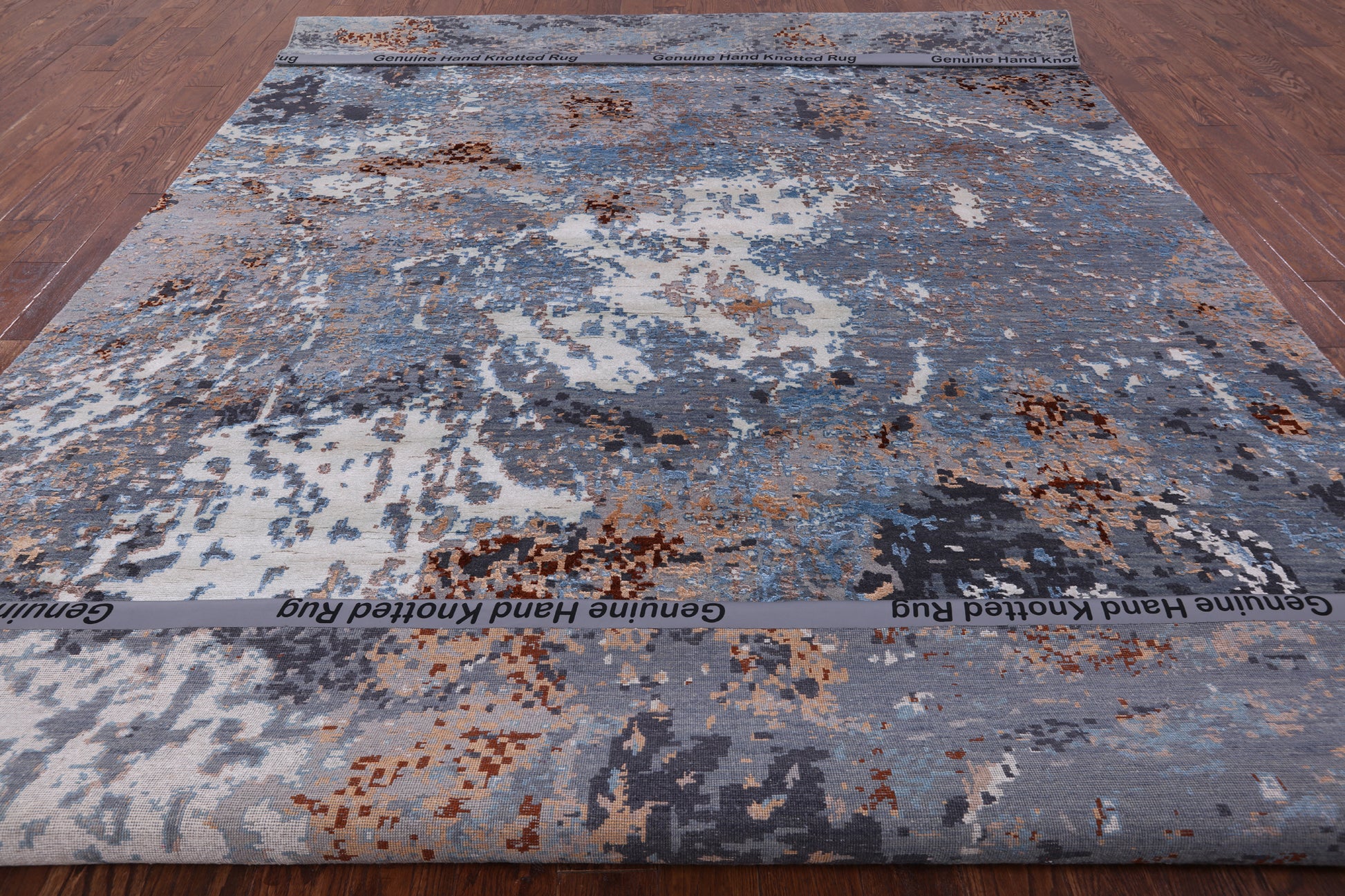 Modern Hand Knotted Wool & Silk Rug - 8' 11" X 12' 0" - Golden Nile