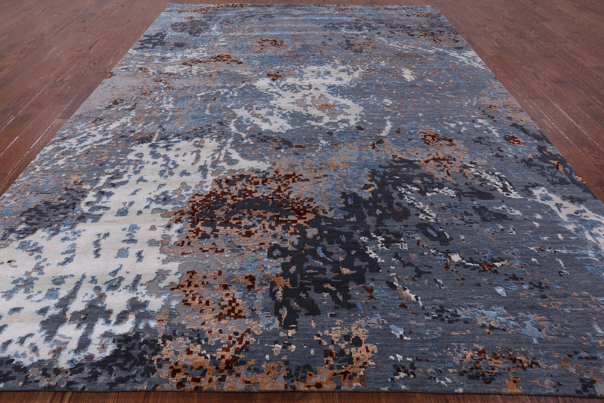 Modern Hand Knotted Wool & Silk Rug - 8' 11" X 12' 0" - Golden Nile
