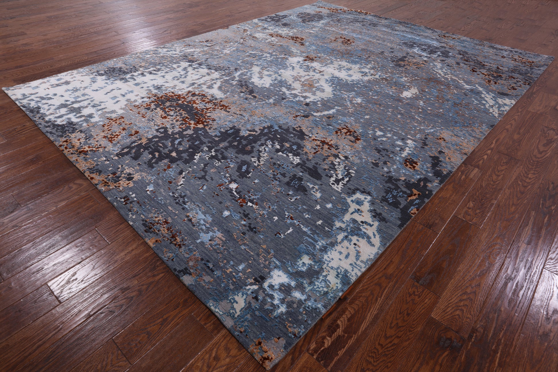 Modern Hand Knotted Wool & Silk Rug - 8' 11" X 12' 0" - Golden Nile