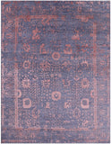 Grey Modern Hand Knotted Wool & Silk Rug - 8' 0" X 10' 5" - Golden Nile