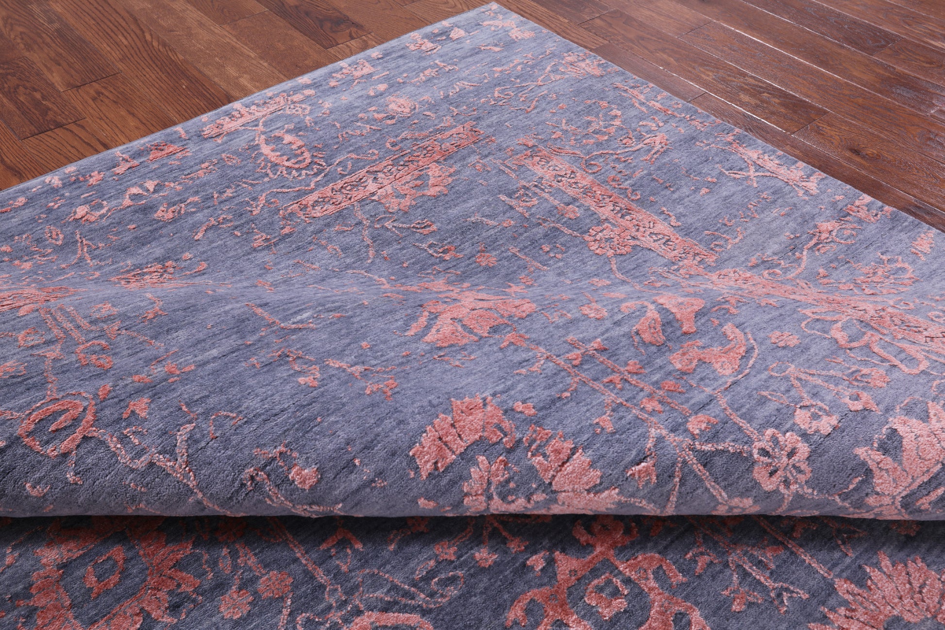 Grey Modern Hand Knotted Wool & Silk Rug - 8' 0" X 10' 5" - Golden Nile