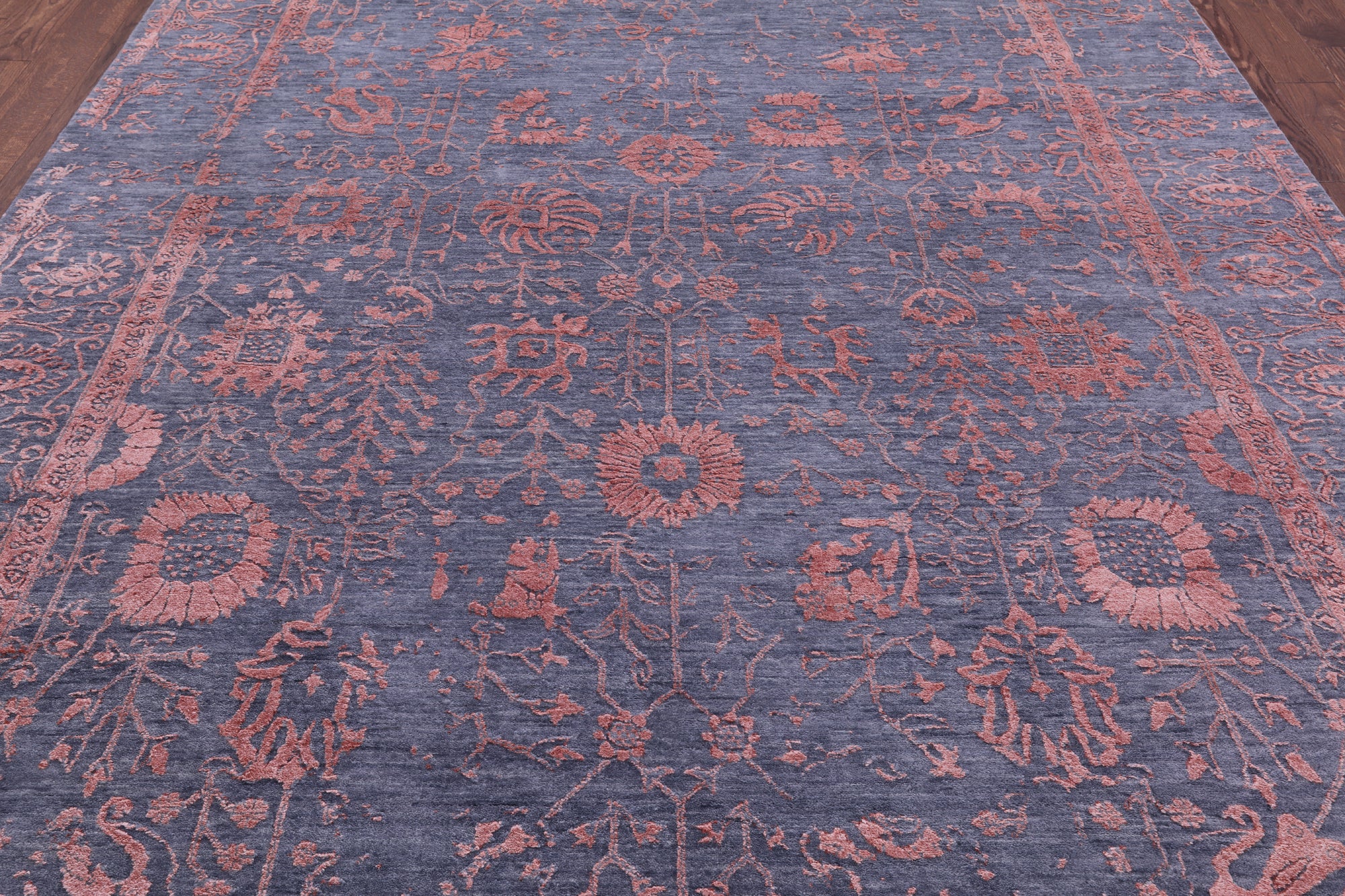 Grey Modern Hand Knotted Wool & Silk Rug - 8' 0" X 10' 5" - Golden Nile
