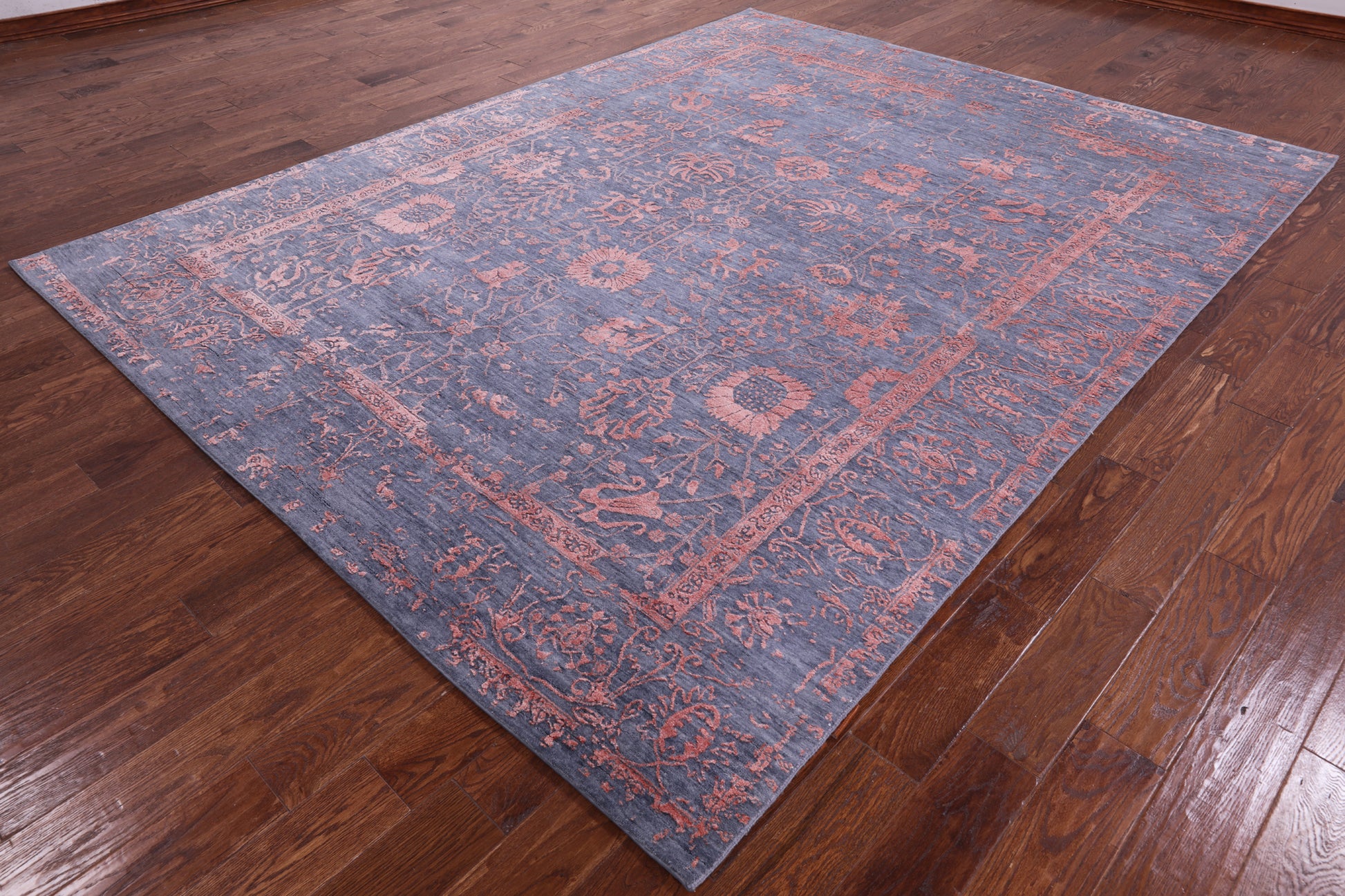 Grey Modern Hand Knotted Wool & Silk Rug - 8' 0" X 10' 5" - Golden Nile