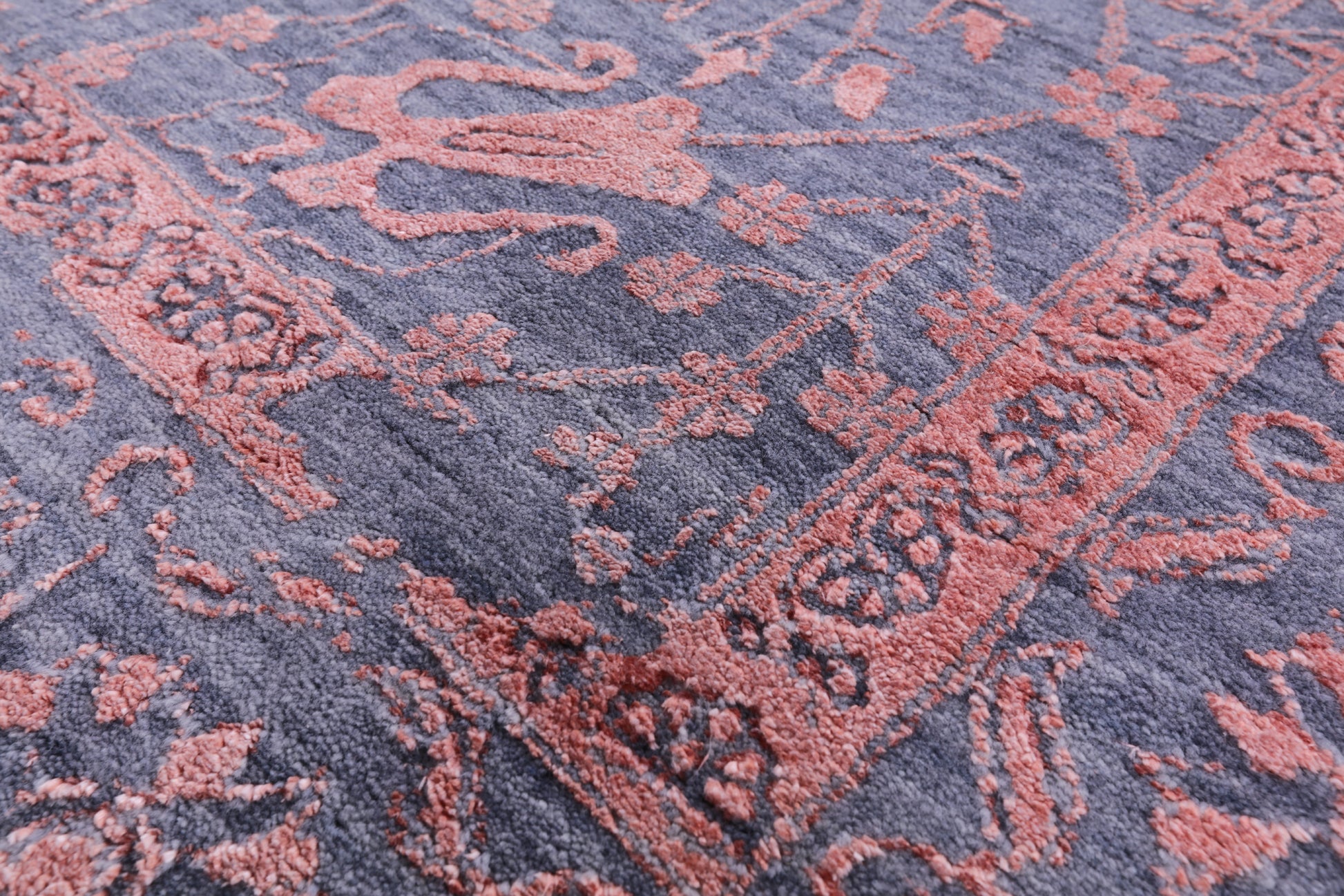 Grey Modern Hand Knotted Wool & Silk Rug - 8' 0" X 10' 5" - Golden Nile
