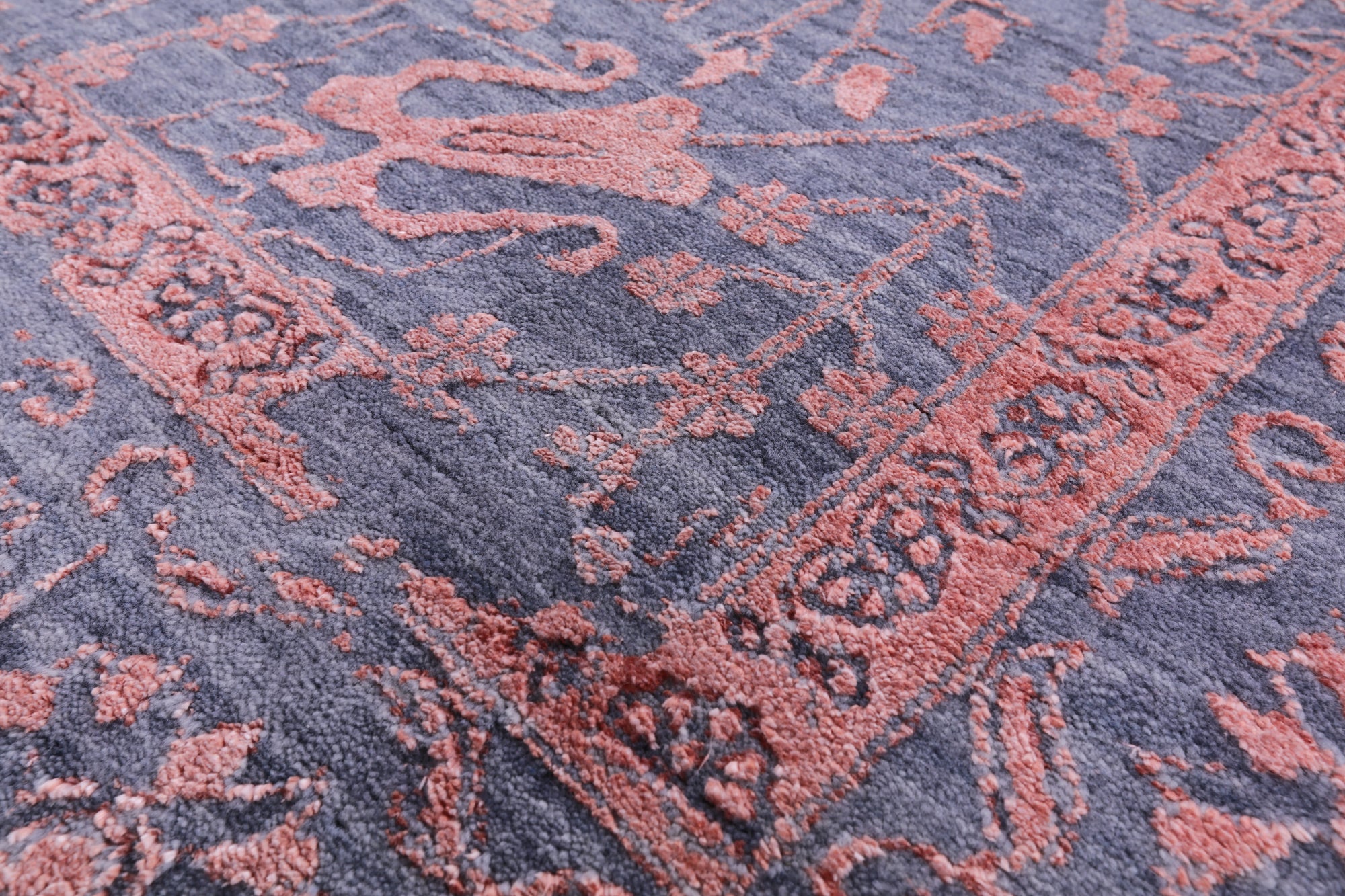 Grey Modern Hand Knotted Wool & Silk Rug - 8' 0" X 10' 5" - Golden Nile