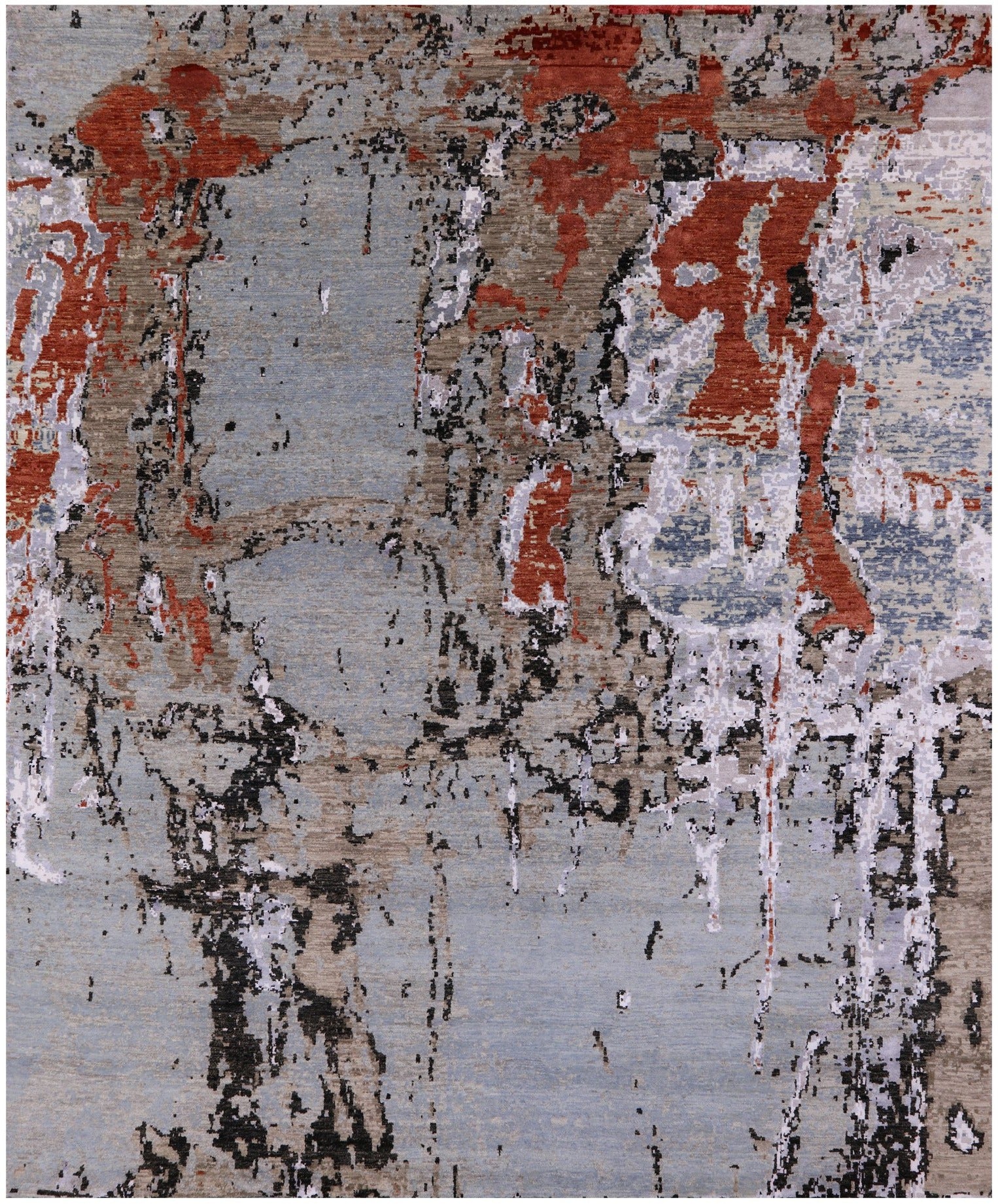 Modern Hand Knotted Wool & Silk Rug - 8' 0" X 9' 8" - Golden Nile