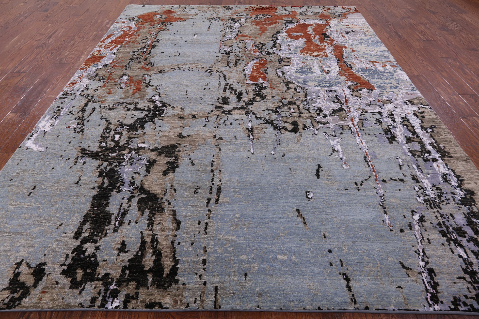 Modern Hand Knotted Wool & Silk Rug - 8' 0" X 9' 8" - Golden Nile
