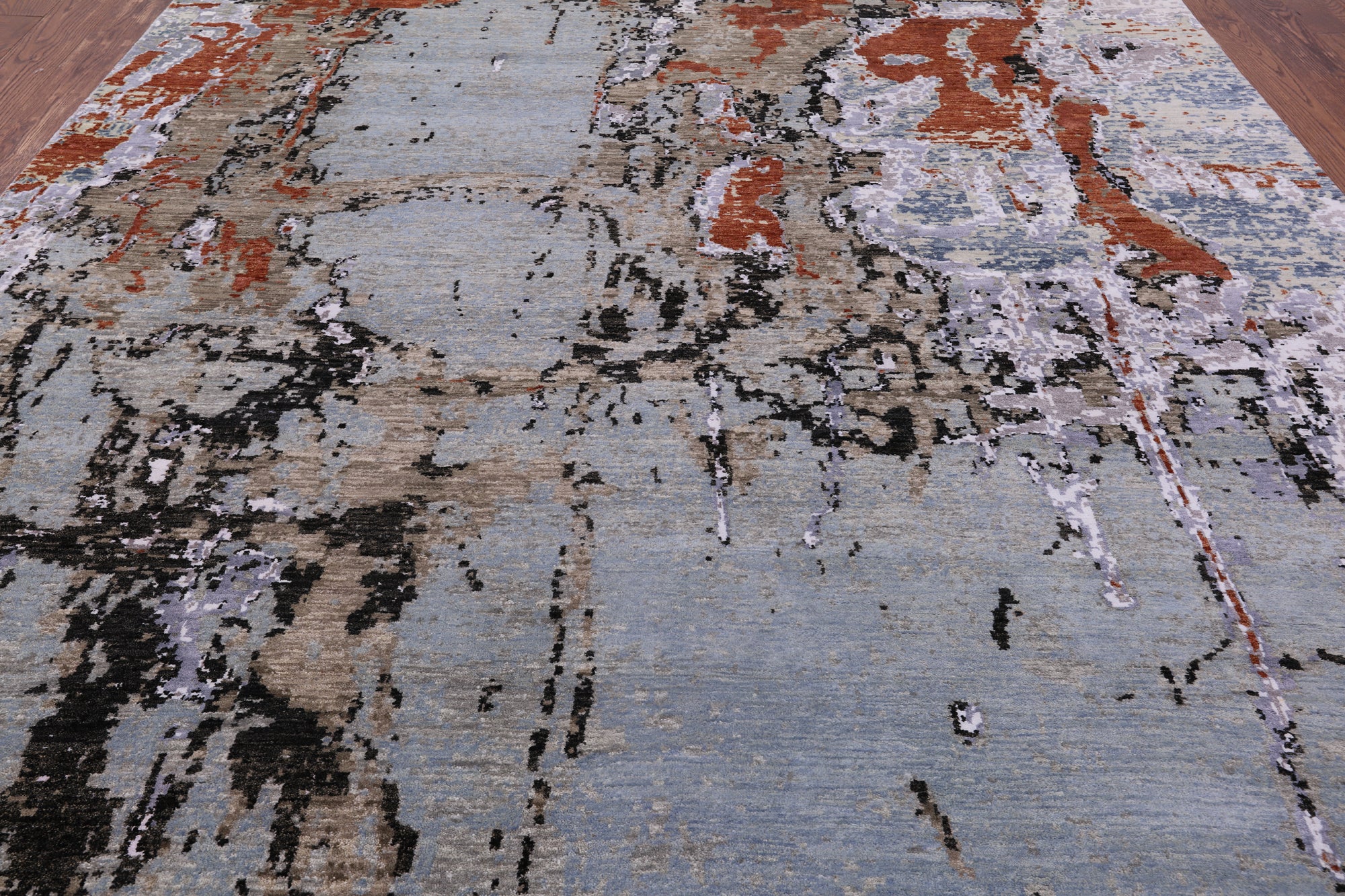 Modern Hand Knotted Wool & Silk Rug - 8' 0" X 9' 8" - Golden Nile