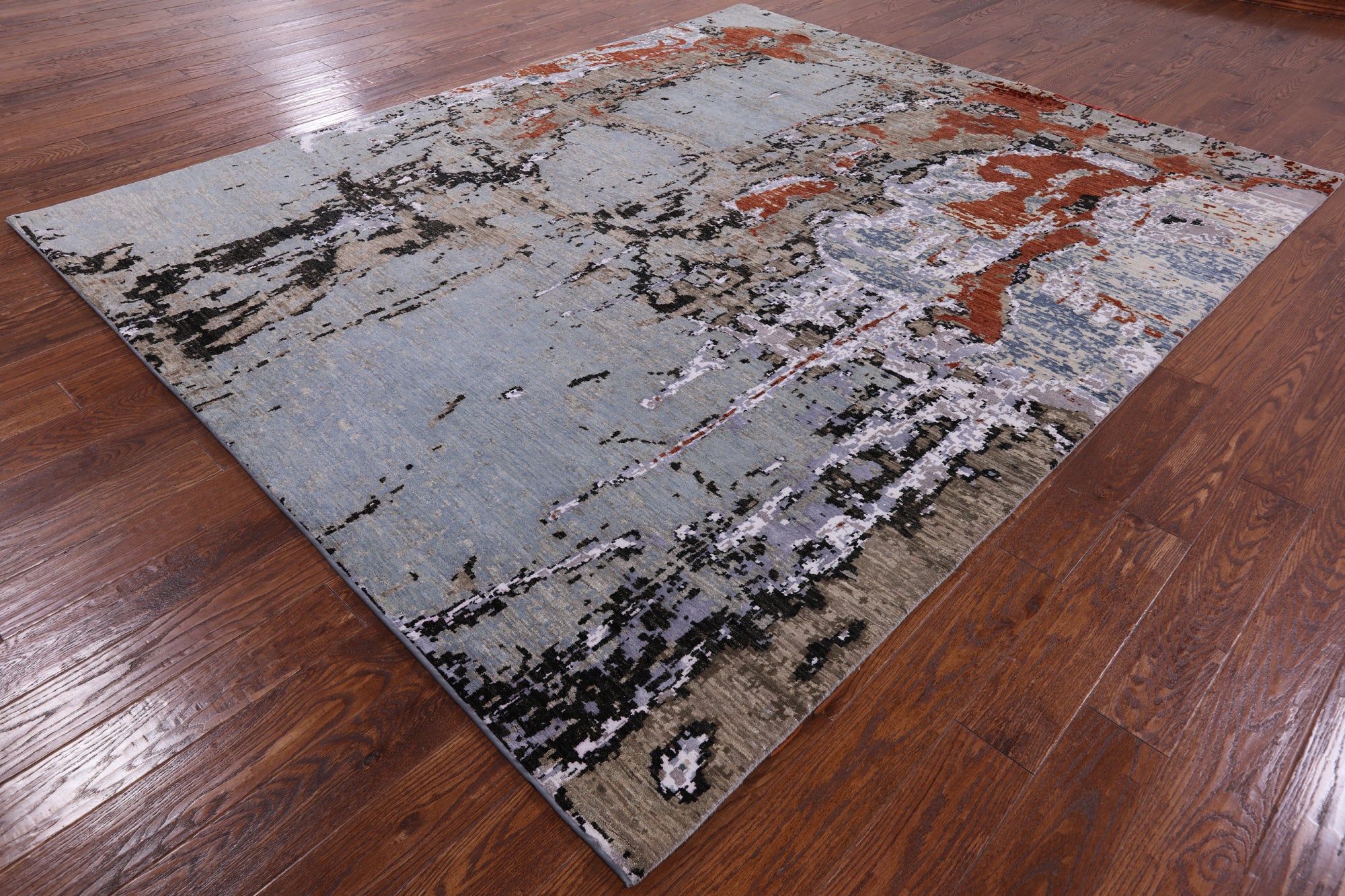 Modern Hand Knotted Wool & Silk Rug - 8' 0" X 9' 8" - Golden Nile