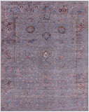 Grey Modern Hand Knotted Wool & Silk Rug - 8' 0" X 10' 0" - Golden Nile