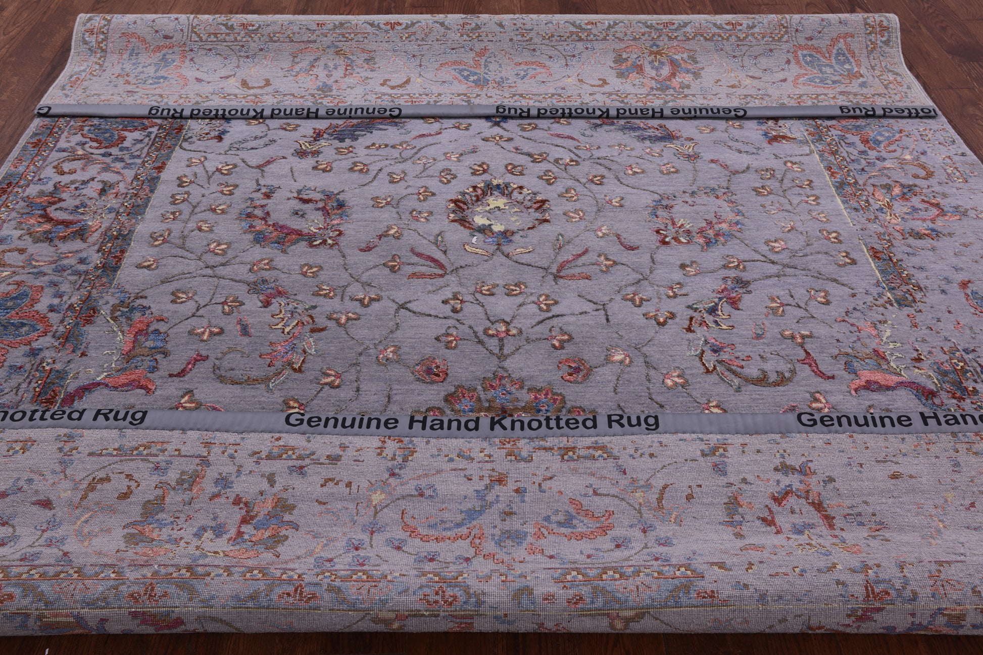 Grey Modern Hand Knotted Wool & Silk Rug - 8' 0" X 10' 0" - Golden Nile