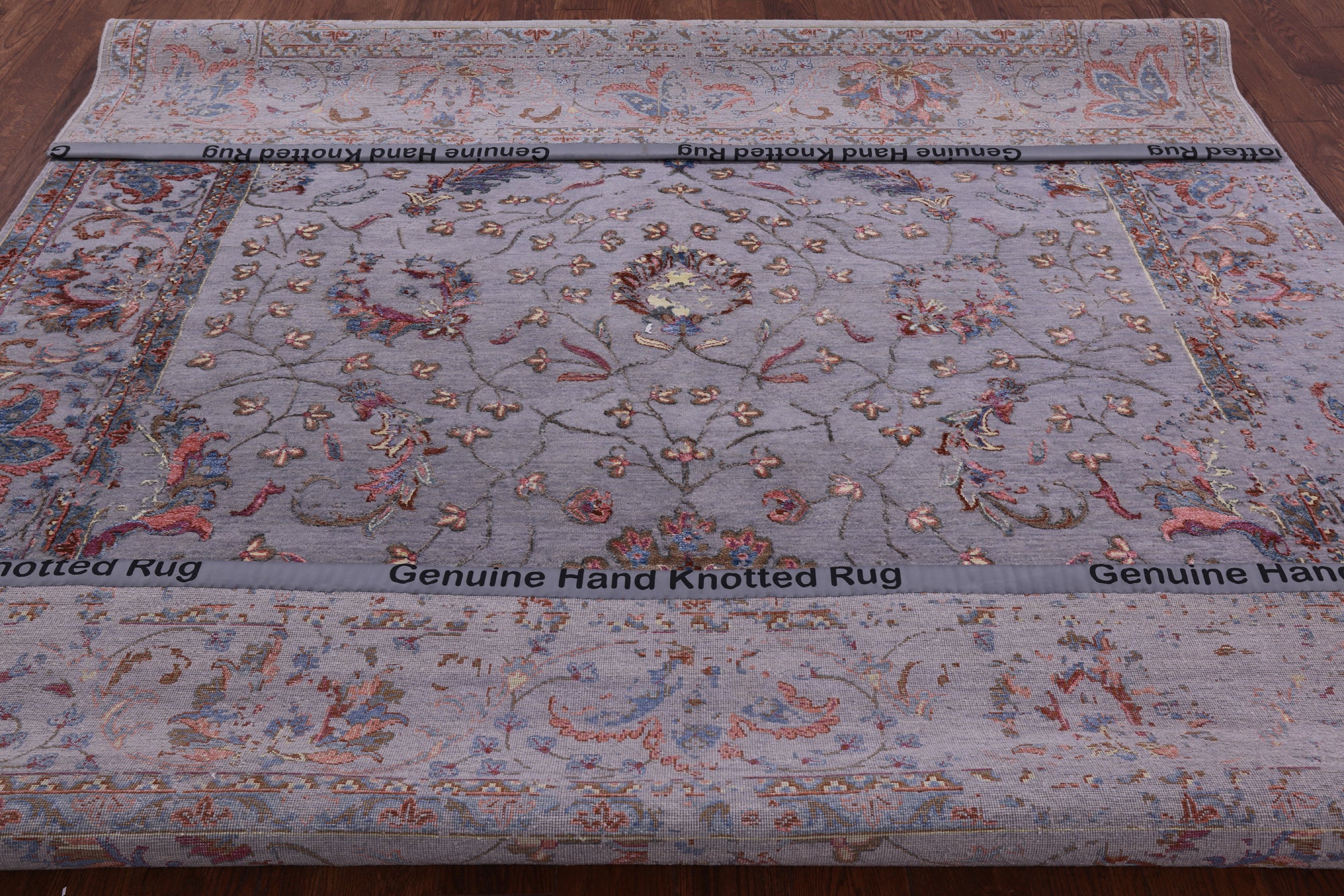 Grey Modern Hand Knotted Wool & Silk Rug - 8' 0" X 10' 0" - Golden Nile