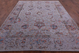 Grey Modern Hand Knotted Wool & Silk Rug - 8' 0" X 10' 0" - Golden Nile