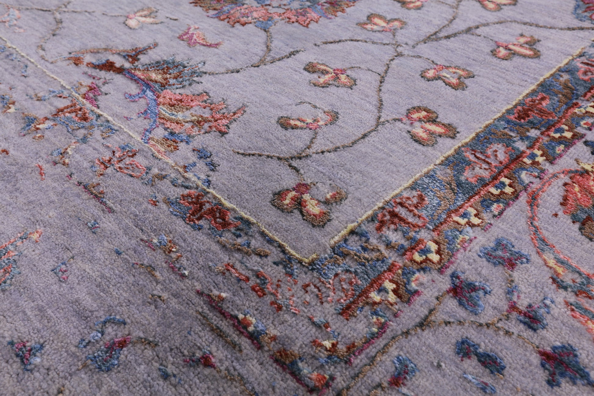 Grey Modern Hand Knotted Wool & Silk Rug - 8' 0" X 10' 0" - Golden Nile