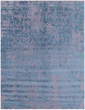 Grey Modern Hand Knotted Wool & Silk Rug - 8' 1" X 10' 2" - Golden Nile
