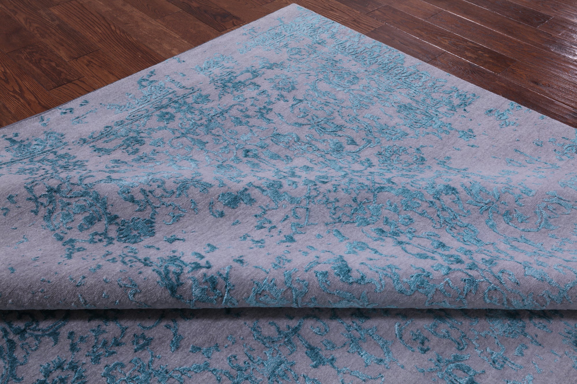 Grey Modern Hand Knotted Wool & Silk Rug - 8' 1" X 10' 2" - Golden Nile