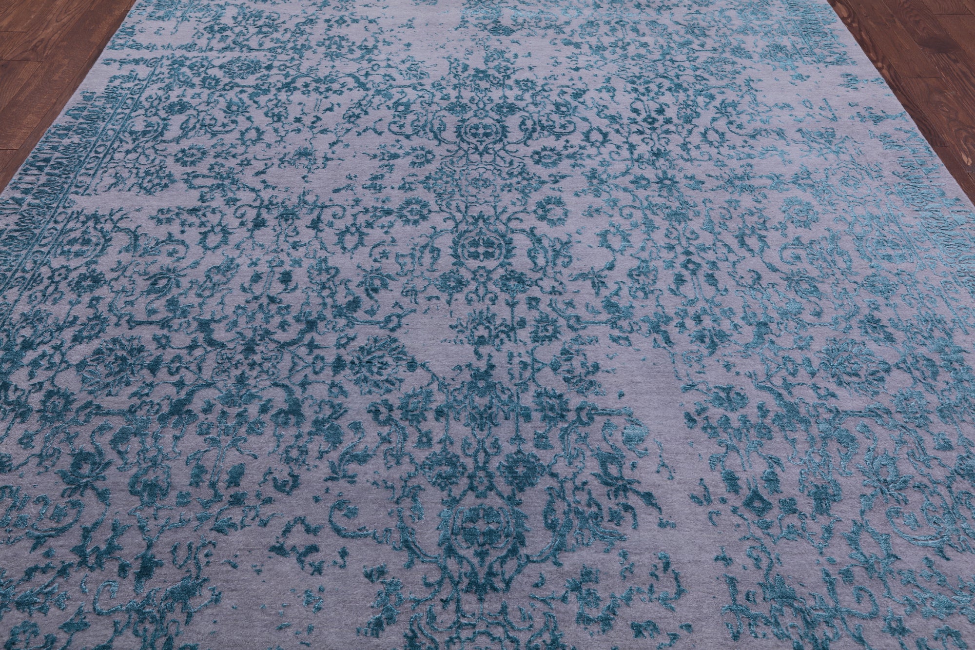 Grey Modern Hand Knotted Wool & Silk Rug - 8' 1" X 10' 2" - Golden Nile