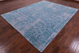 Grey Modern Hand Knotted Wool & Silk Rug - 8' 1" X 10' 2" - Golden Nile