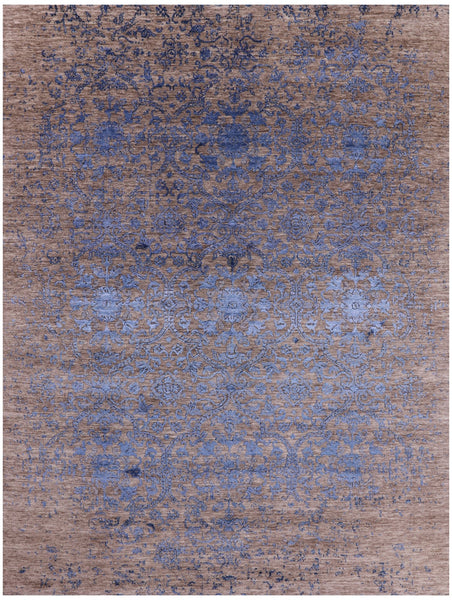 Modern Hand Knotted Wool & Silk Rug - 7' 9" X 10' 0" - Golden Nile