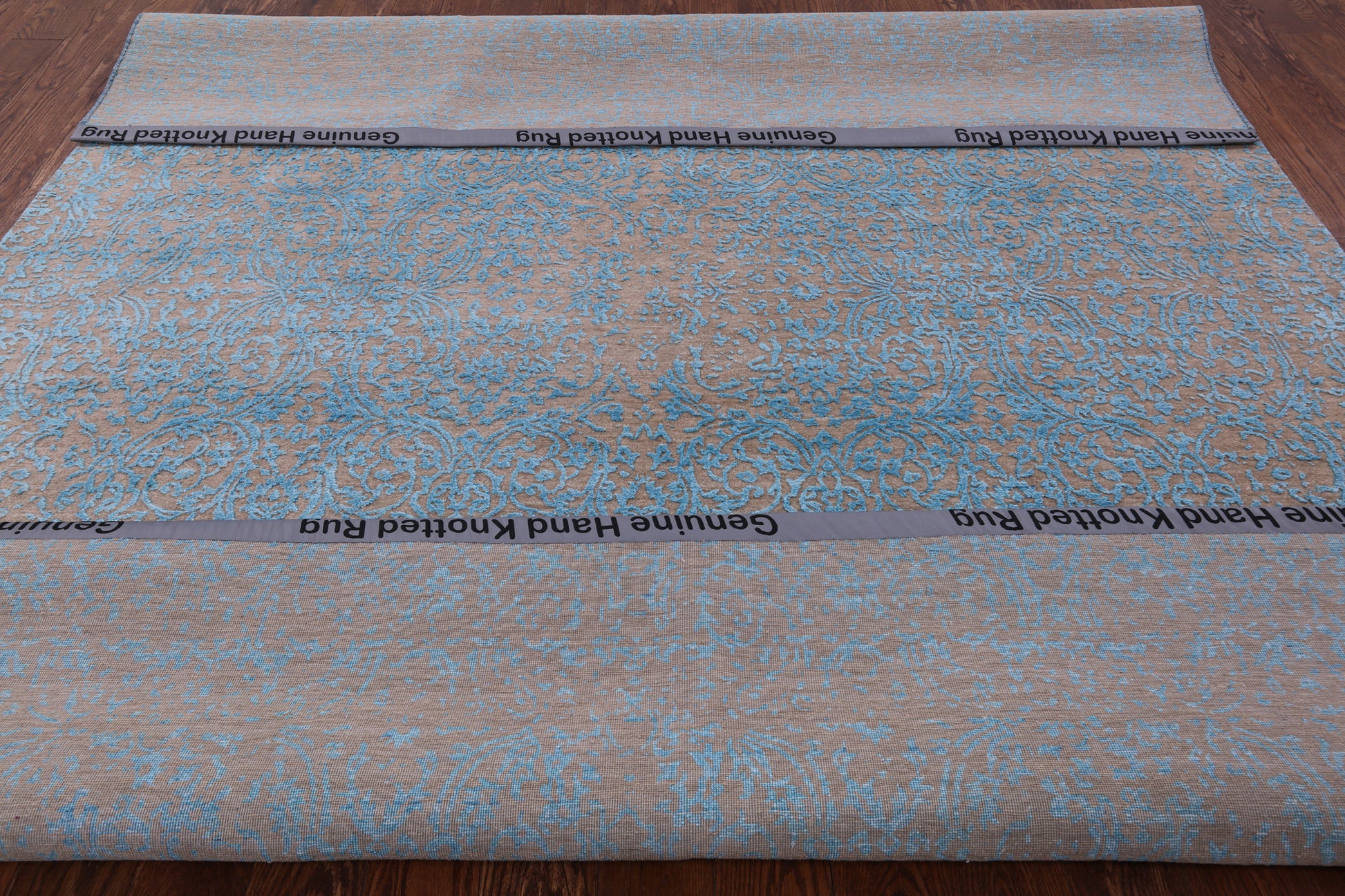 Grey Modern Hand Knotted Wool & Silk Rug - 8' 2" X 10' 1" - Golden Nile