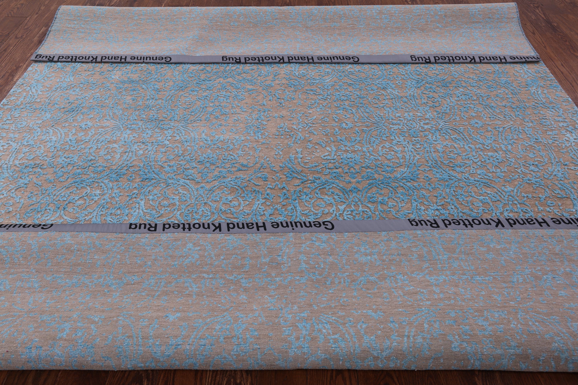 Grey Modern Hand Knotted Wool & Silk Rug - 8' 2" X 10' 1" - Golden Nile