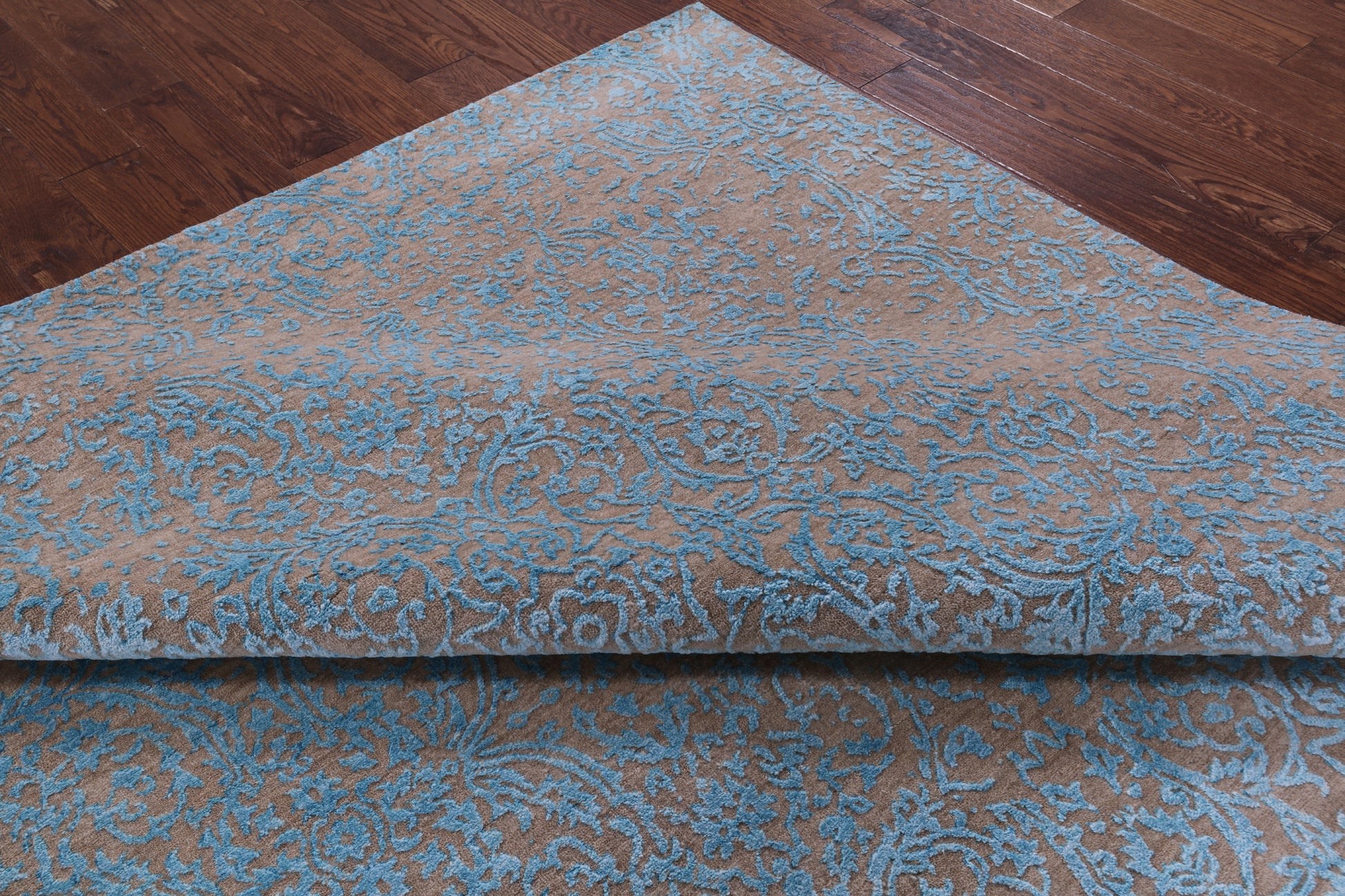 Grey Modern Hand Knotted Wool & Silk Rug - 8' 2" X 10' 1" - Golden Nile