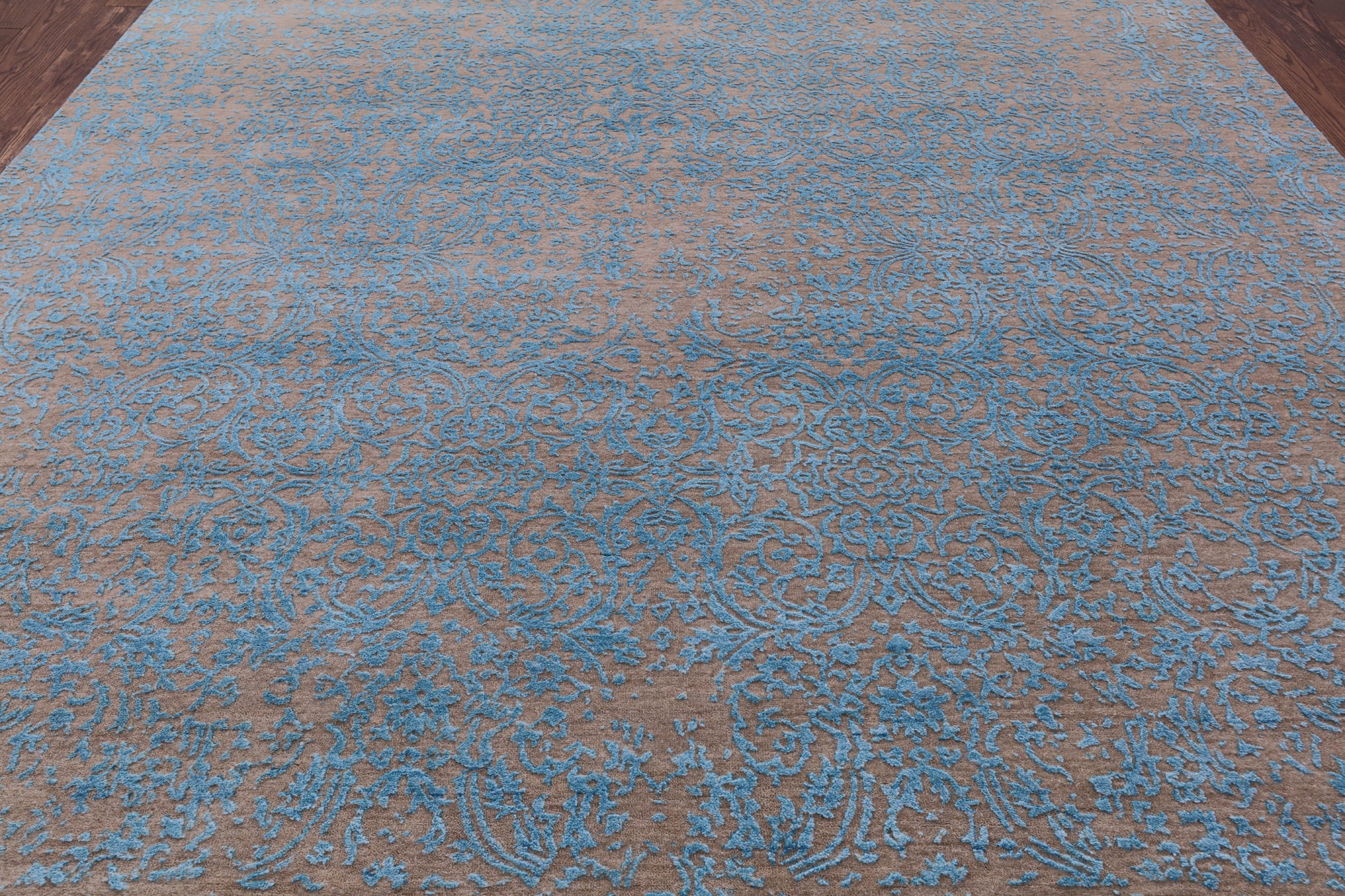 Grey Modern Hand Knotted Wool & Silk Rug - 8' 2" X 10' 1" - Golden Nile