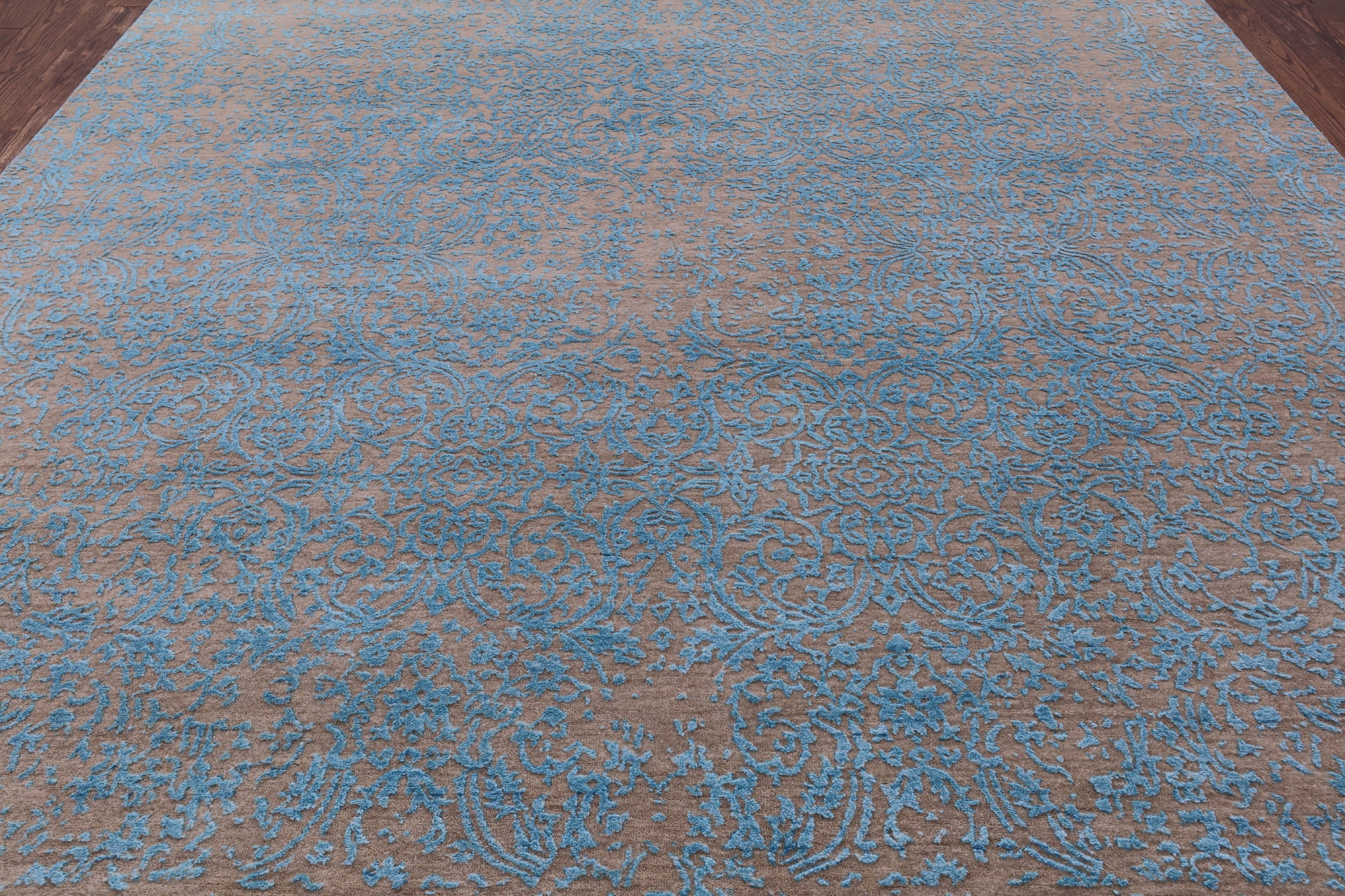 Grey Modern Hand Knotted Wool & Silk Rug - 8' 2" X 10' 1" - Golden Nile