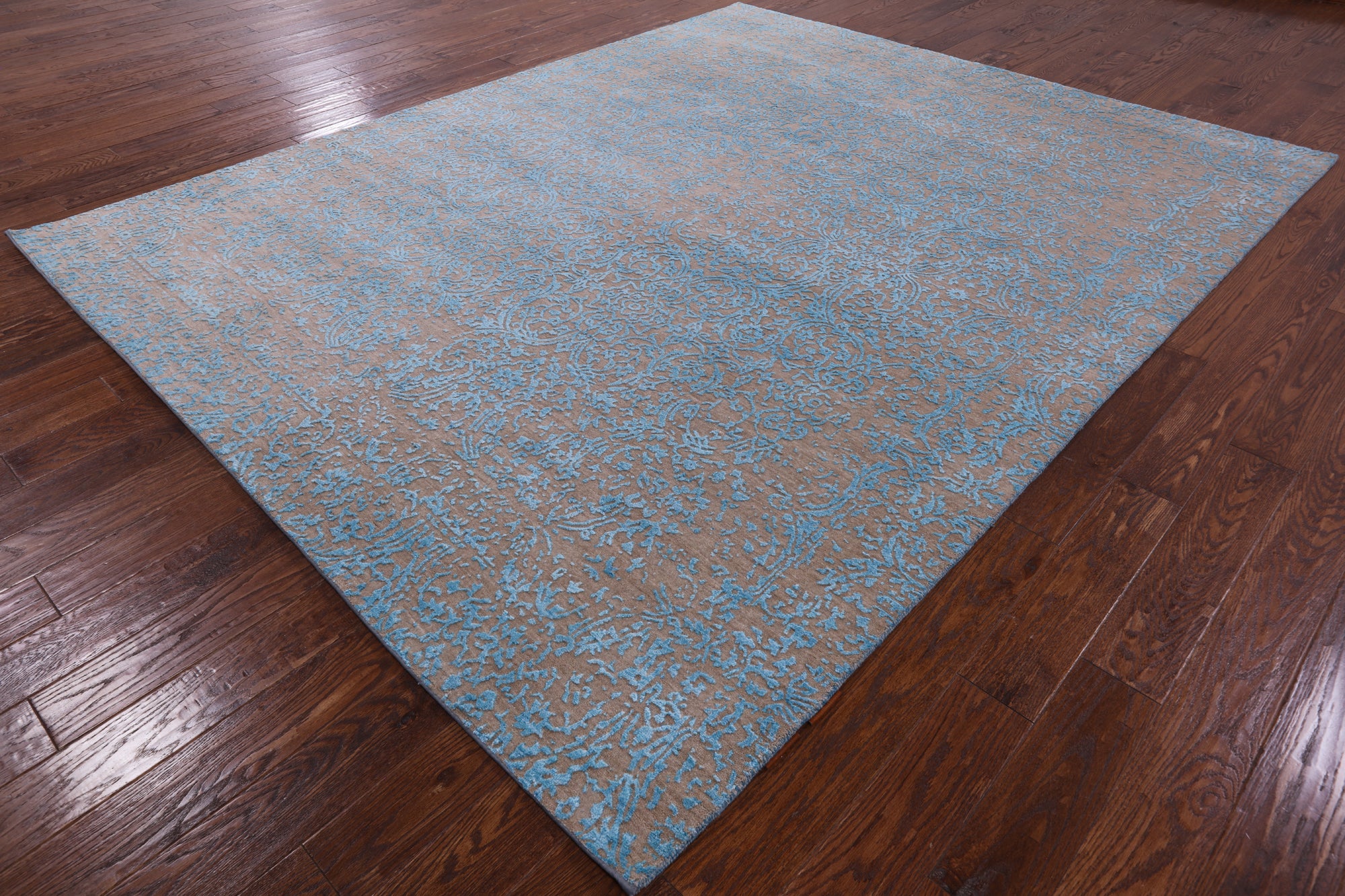 Grey Modern Hand Knotted Wool & Silk Rug - 8' 2" X 10' 1" - Golden Nile