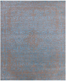 Grey Modern Hand Knotted Wool & Silk Rug - 8' 2" X 10' 1" - Golden Nile