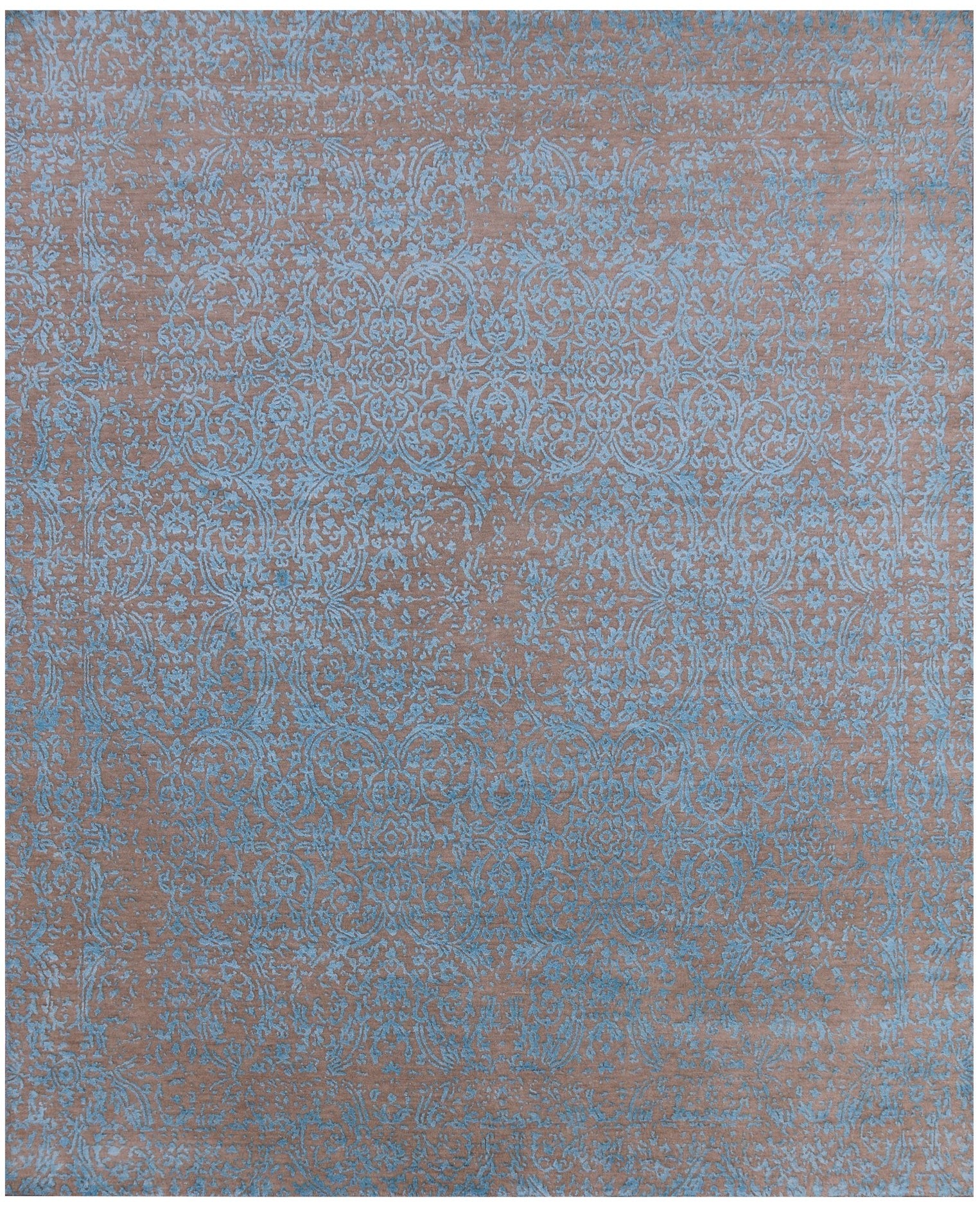 Grey Modern Hand Knotted Wool & Silk Rug - 8' 2" X 10' 1" - Golden Nile