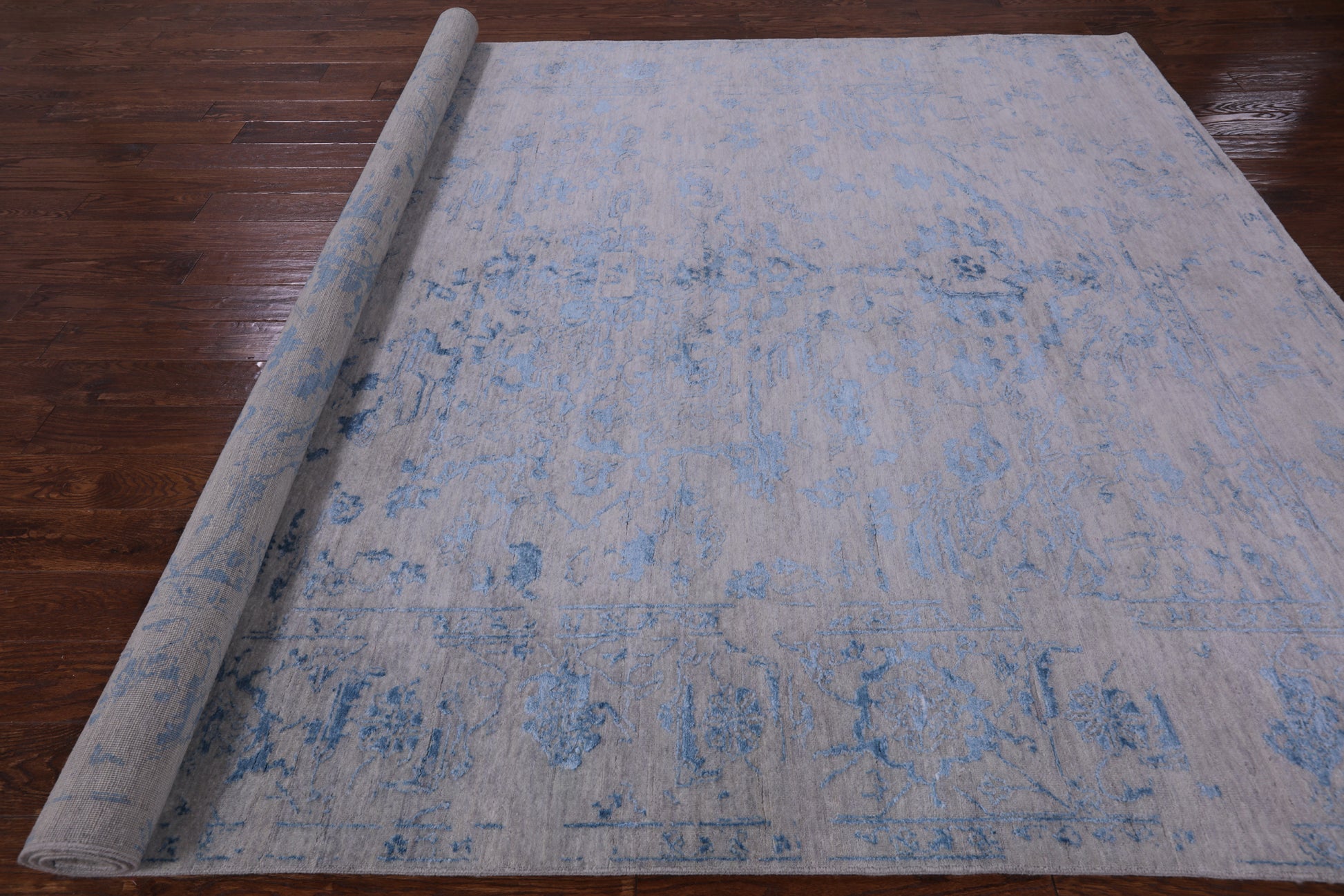 Grey Modern Handmade Wool & Silk Rug - 8' 2" X 10' 2" - Golden Nile