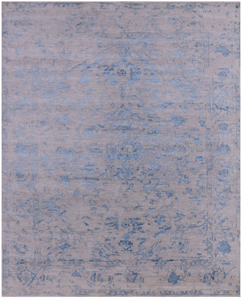 Grey Modern Handmade Wool & Silk Rug - 8' 2" X 10' 2" - Golden Nile