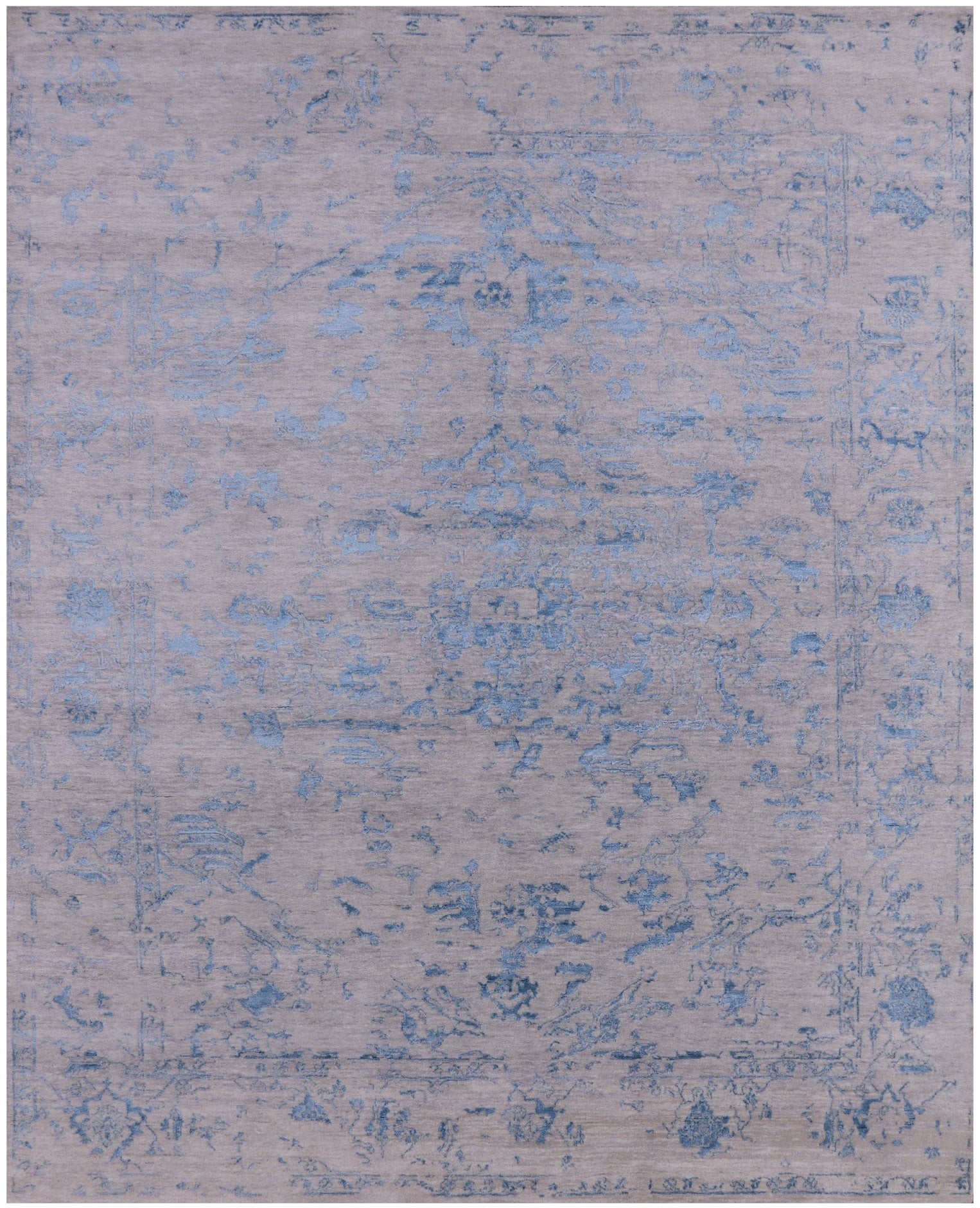 Grey Modern Handmade Wool & Silk Rug - 8' 2" X 10' 2" - Golden Nile