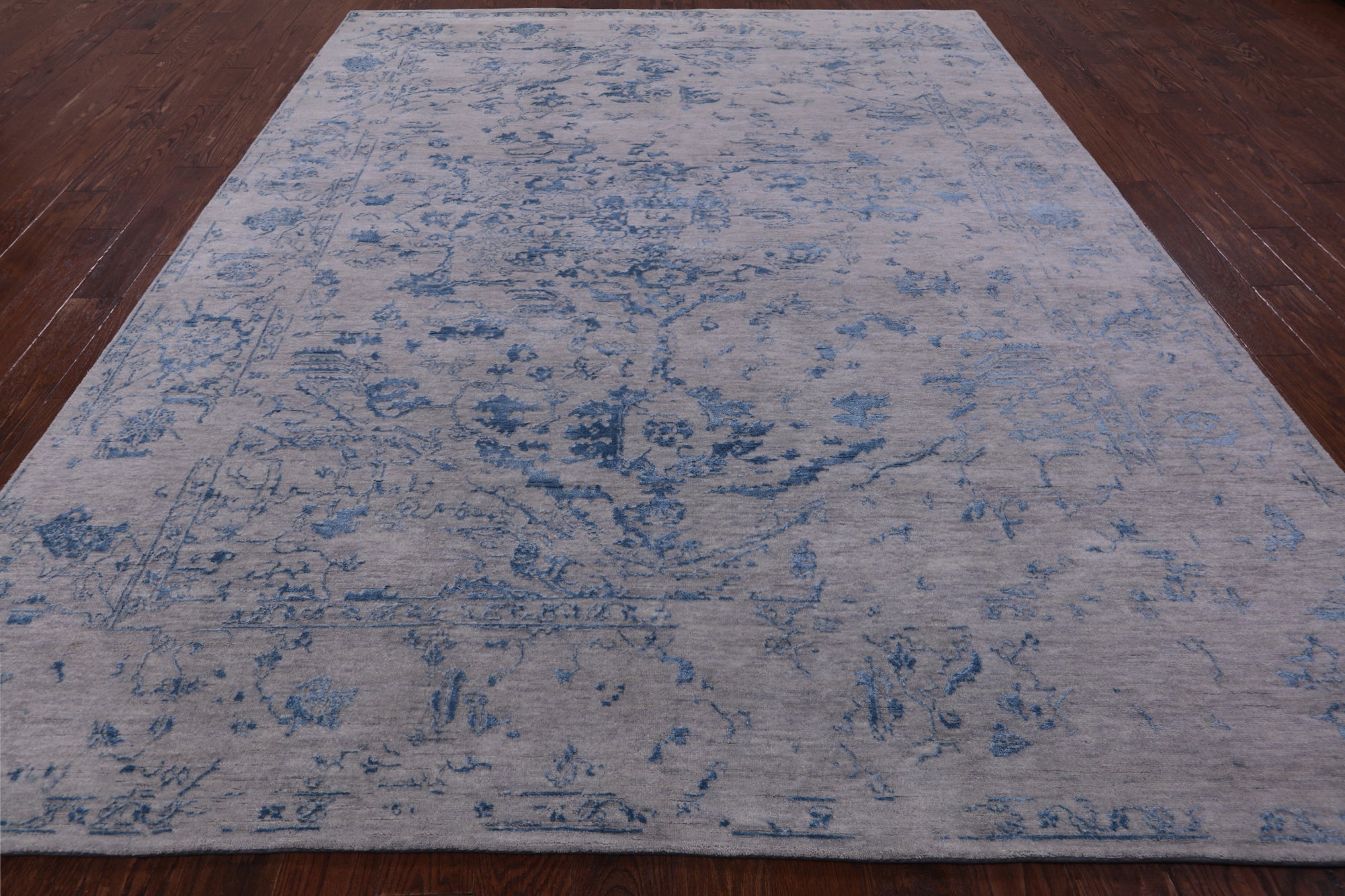 Grey Modern Handmade Wool & Silk Rug - 8' 2" X 10' 2" - Golden Nile