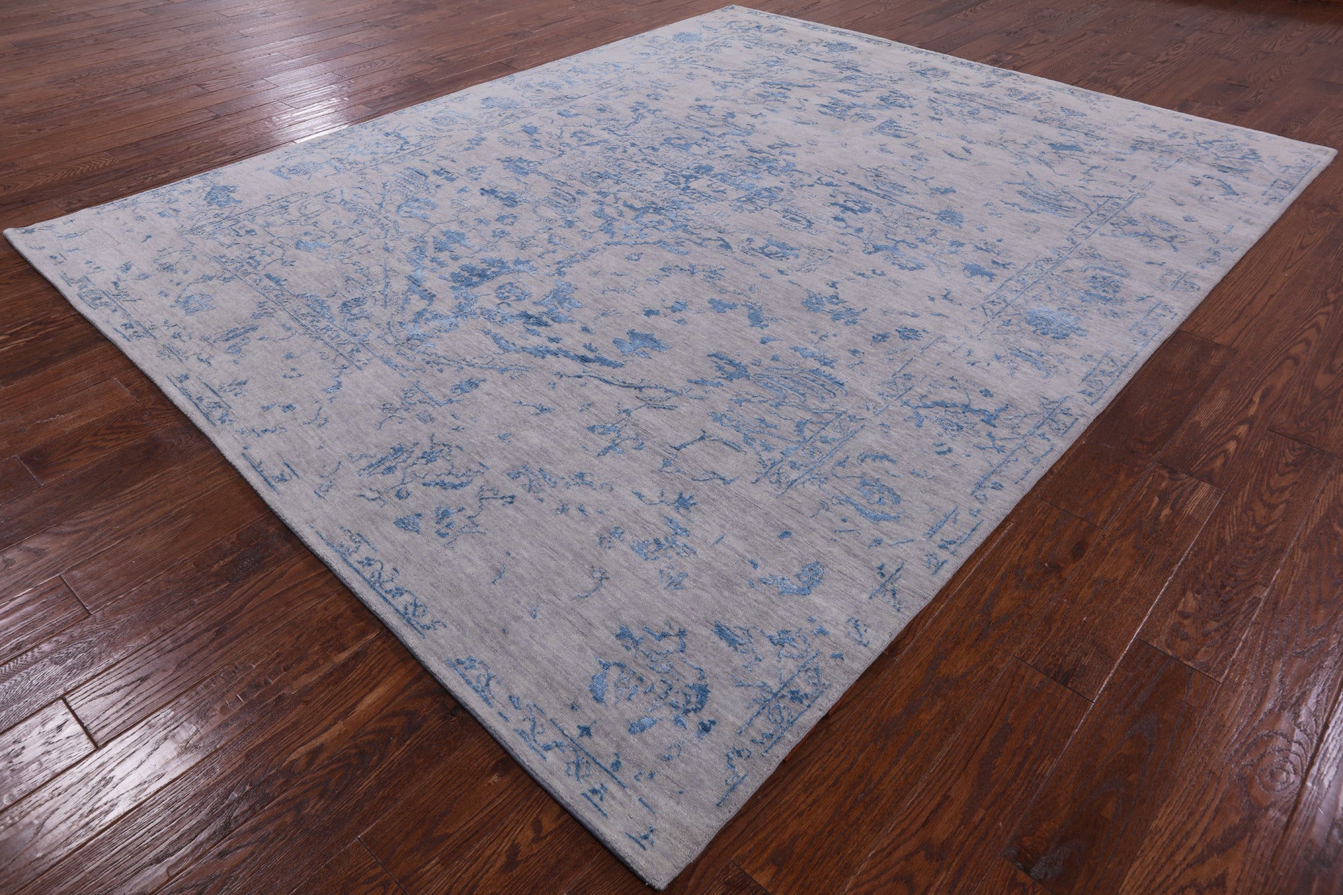 Grey Modern Handmade Wool & Silk Rug - 8' 2" X 10' 2" - Golden Nile