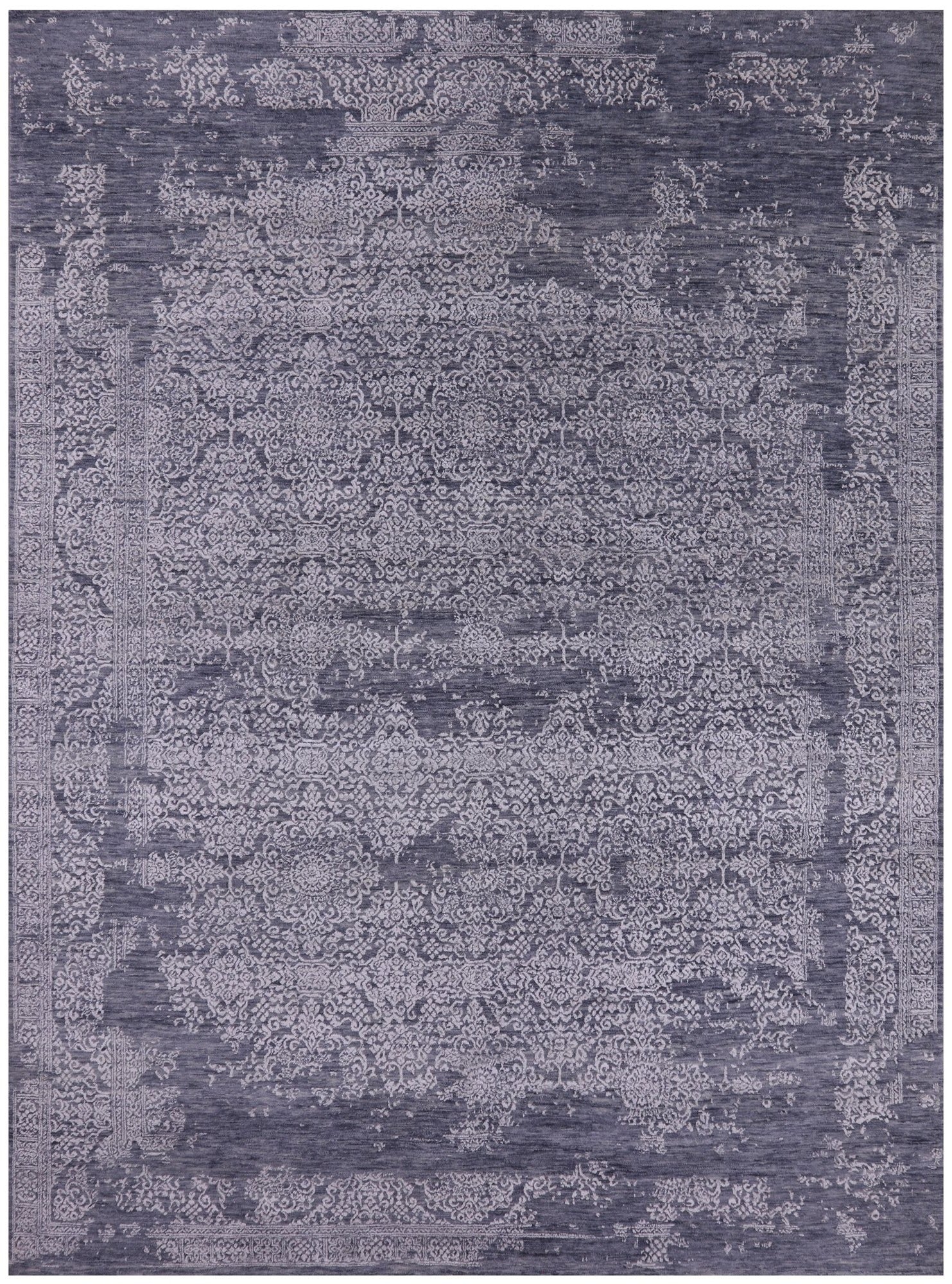 Grey Modern Handmade Wool & Silk Rug - 7' 10" X 10' 7" - Golden Nile
