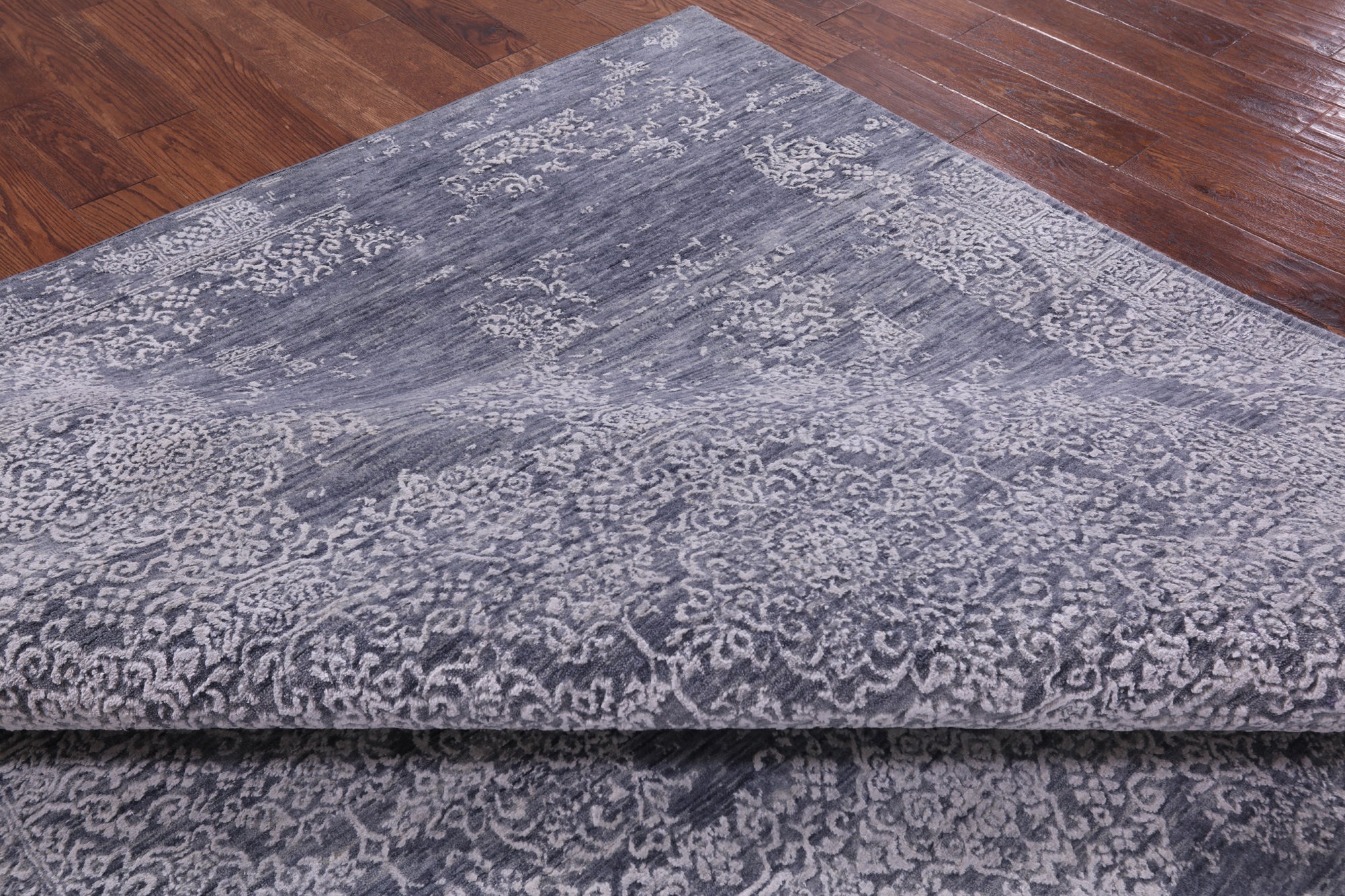 Grey Modern Handmade Wool & Silk Rug - 7' 10" X 10' 7" - Golden Nile