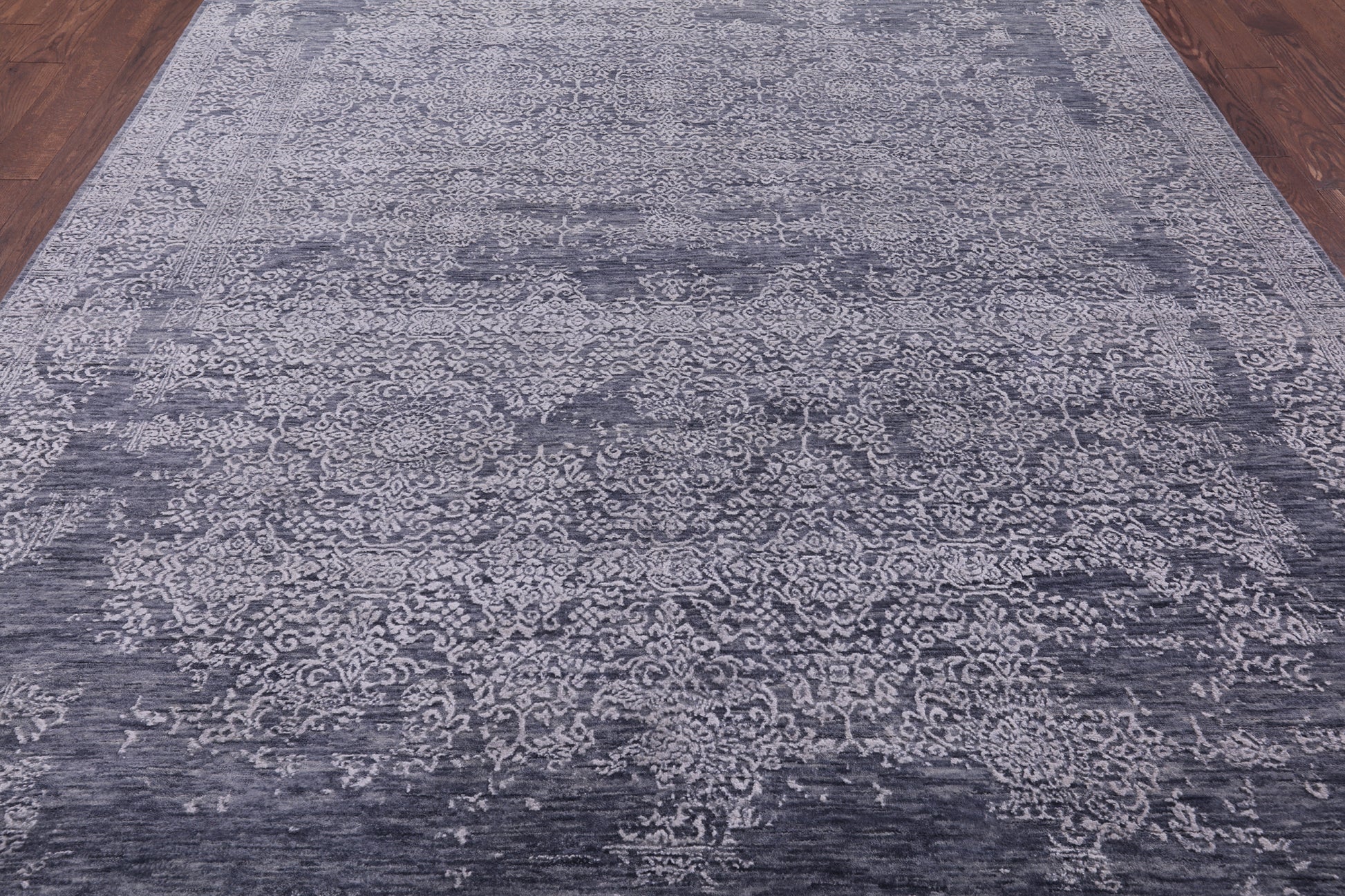 Grey Modern Handmade Wool & Silk Rug - 7' 10" X 10' 7" - Golden Nile