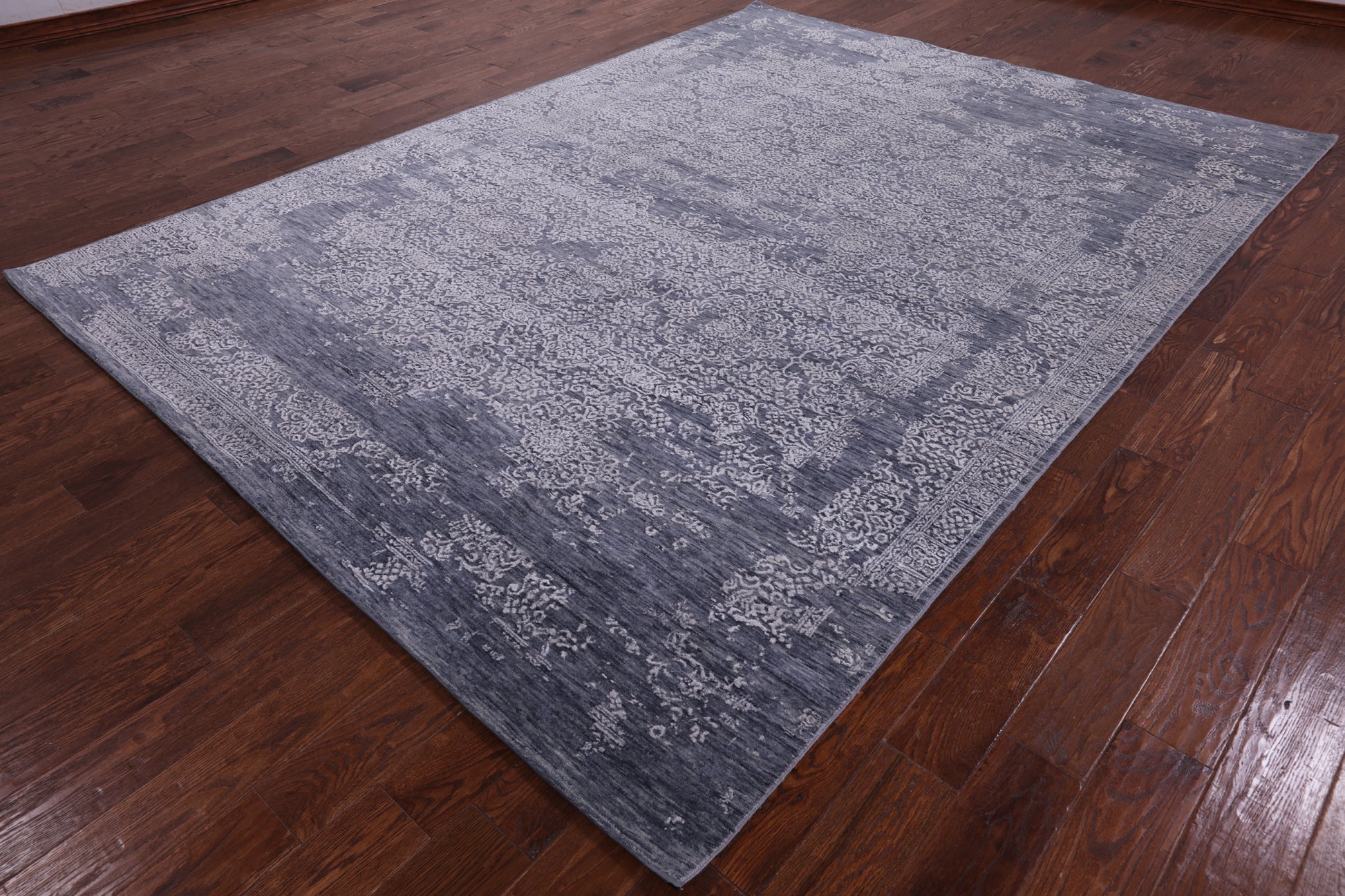 Grey Modern Handmade Wool & Silk Rug - 7' 10" X 10' 7" - Golden Nile